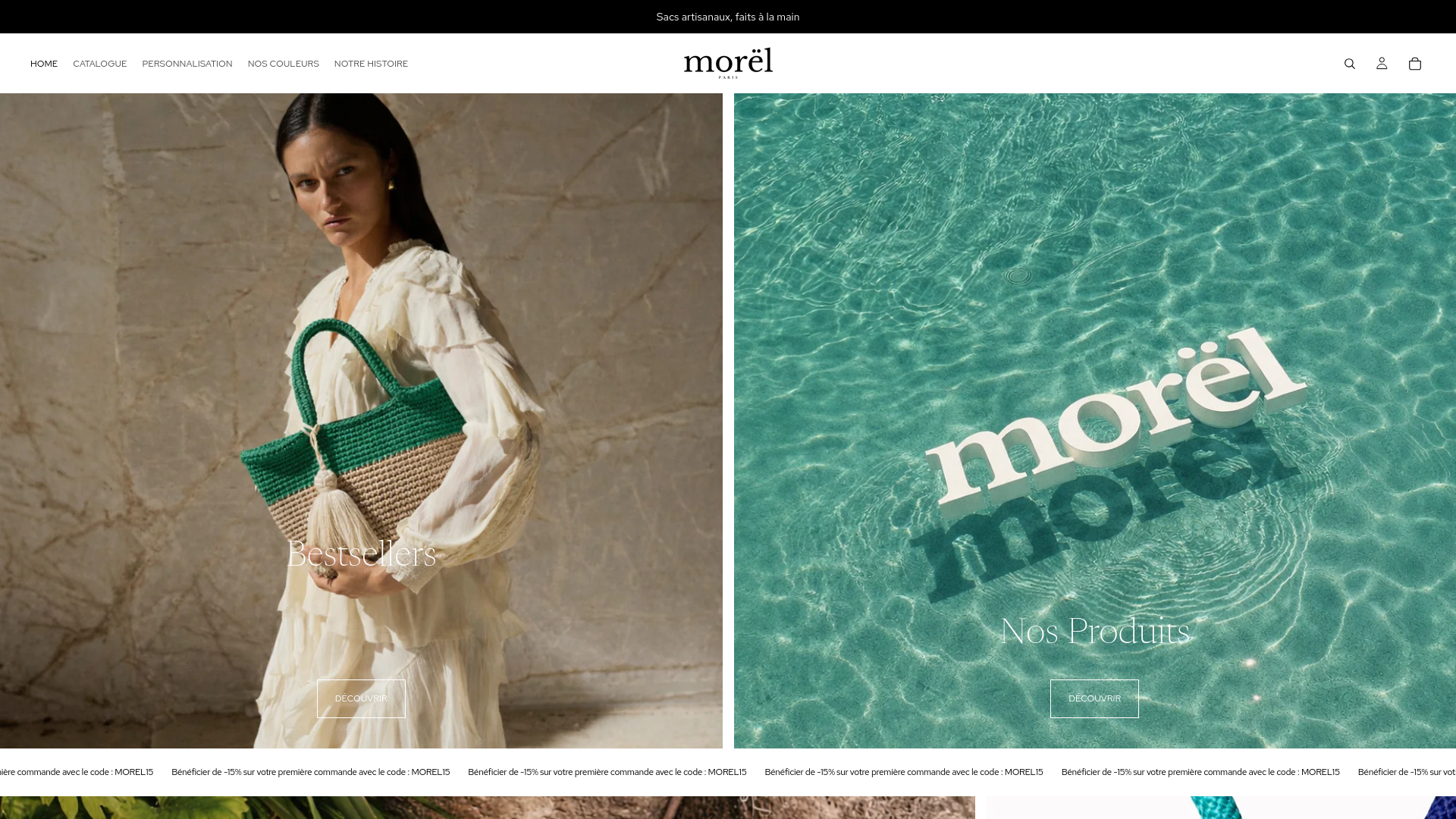 website screenshot of https://morel-paris.com/