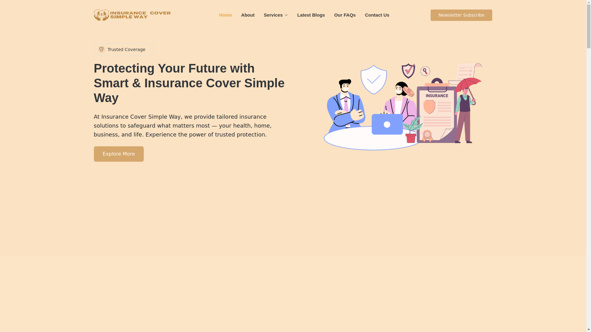website screenshot of https://insurancecoversimpleway.com/