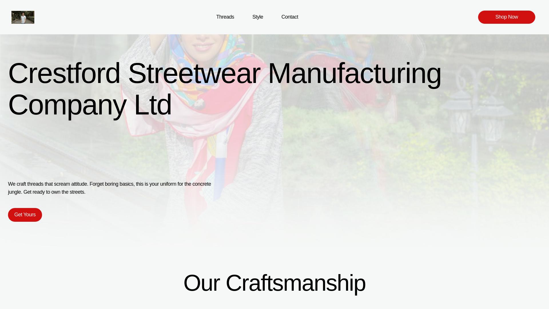 website screenshot of https://crestfordstreetwear.com/