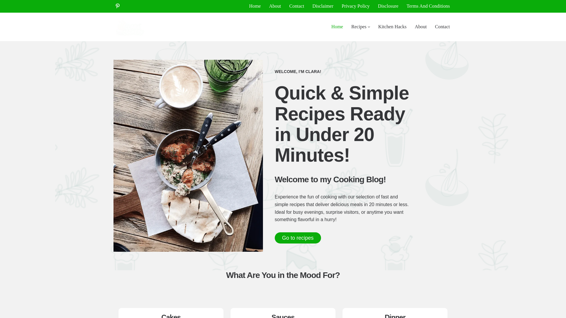 website screenshot of https://claracookery.blog/