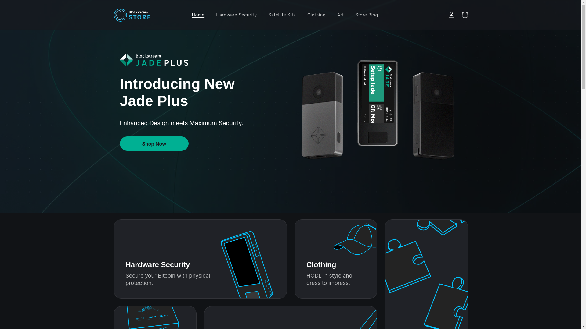 website screenshot of https://store.blockstream.com/