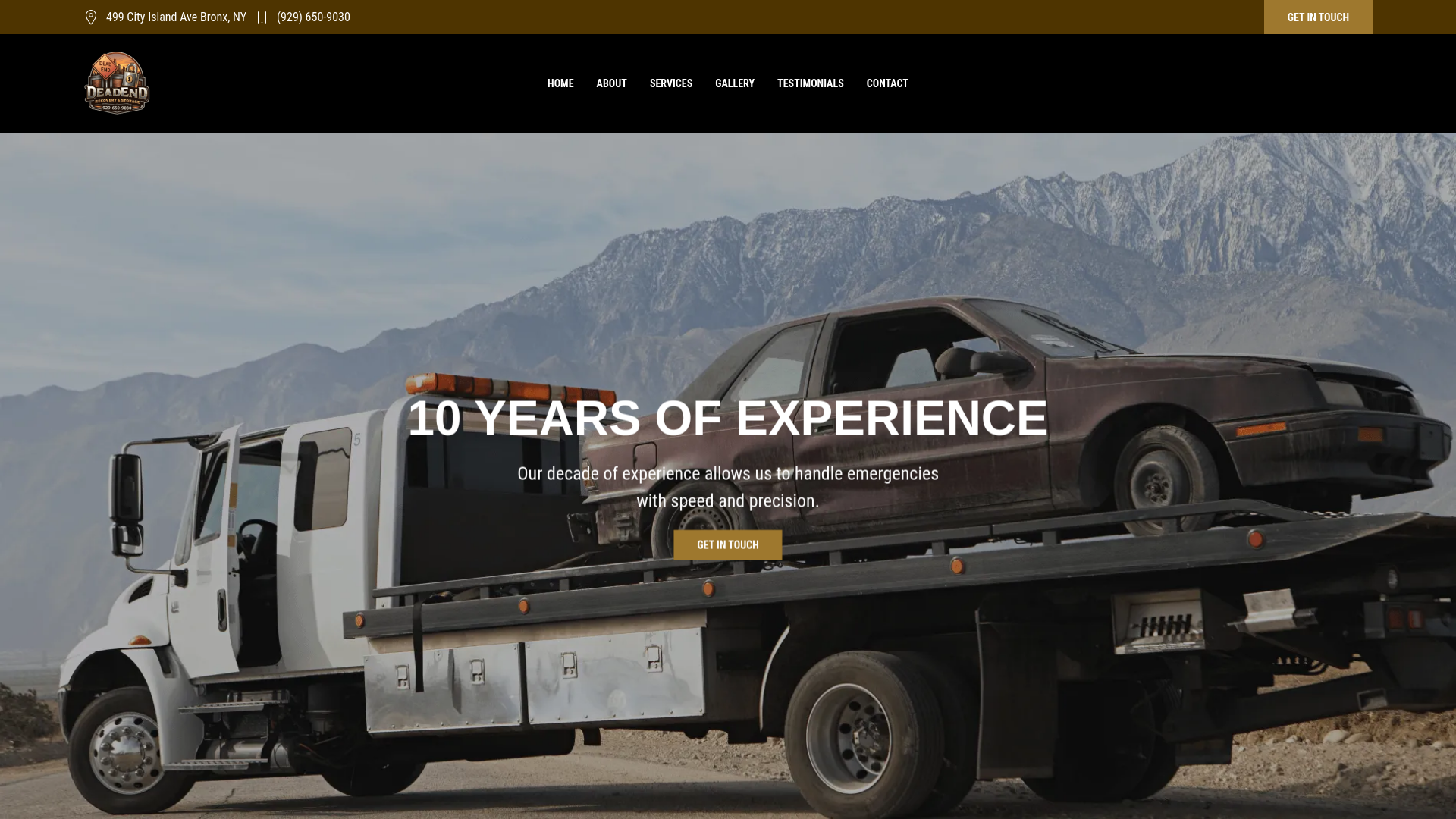 website screenshot of https://deadendrecoveryandstorage.com/