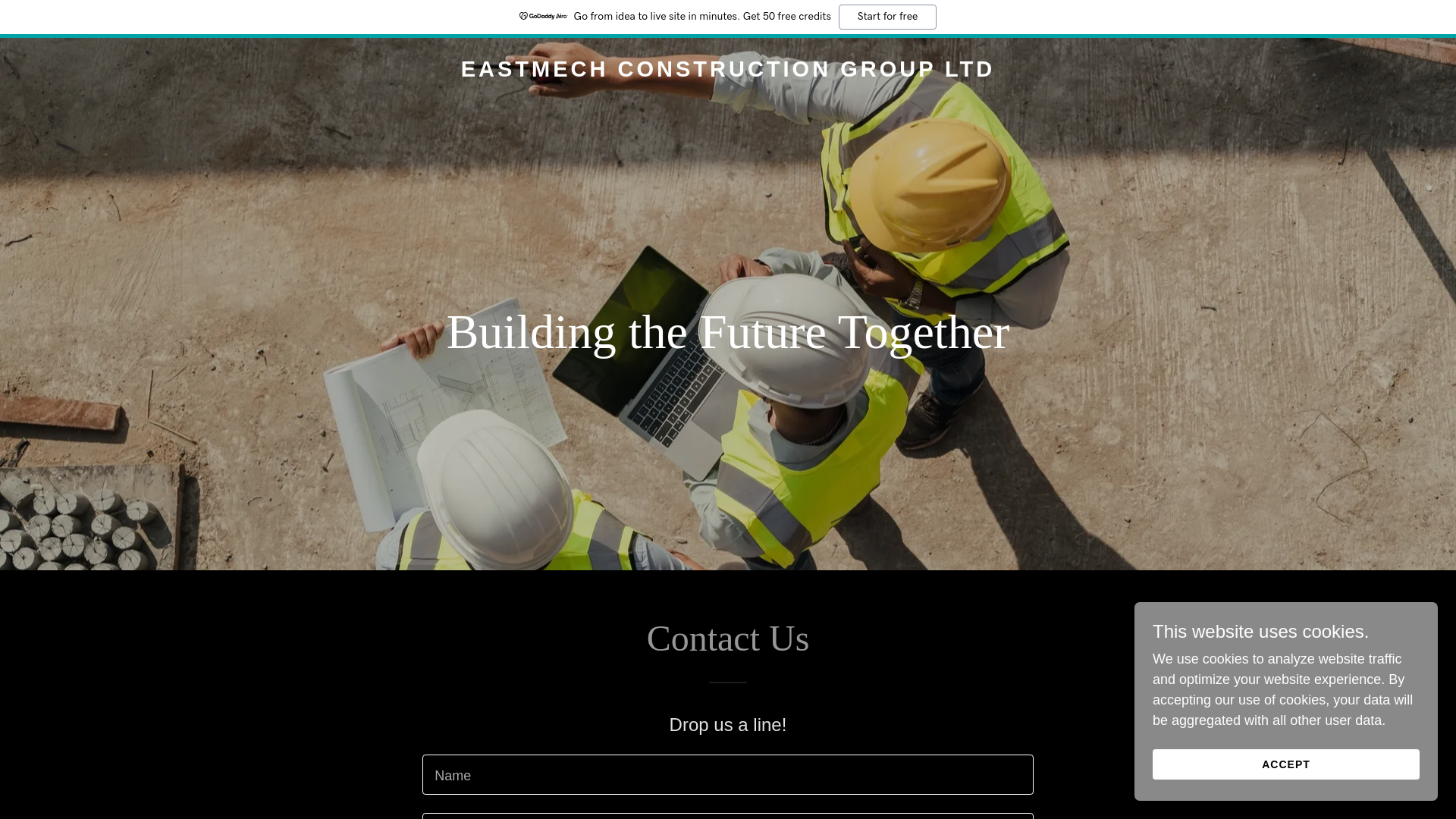 website screenshot of https://eastmechconstruction.ca