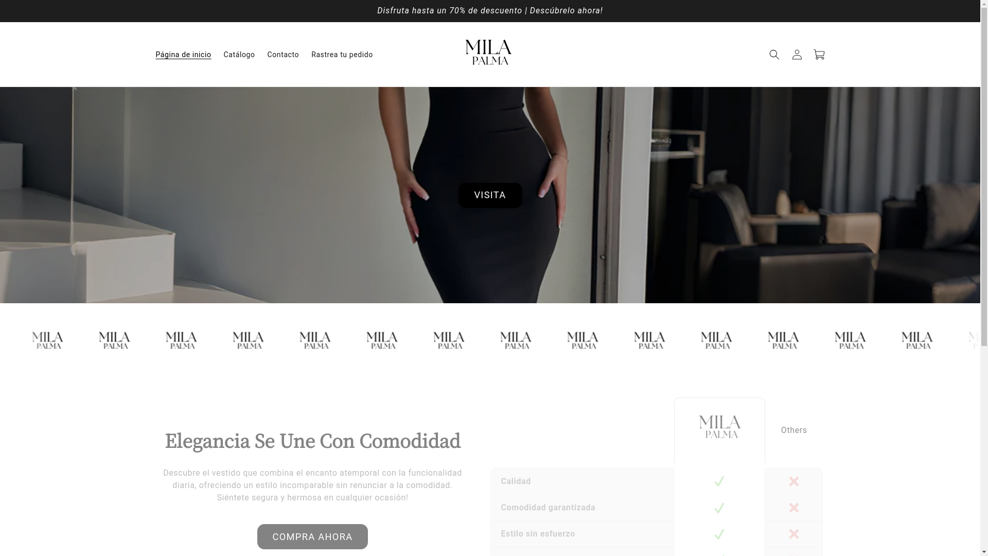 website screenshot of https://milapalma.com/