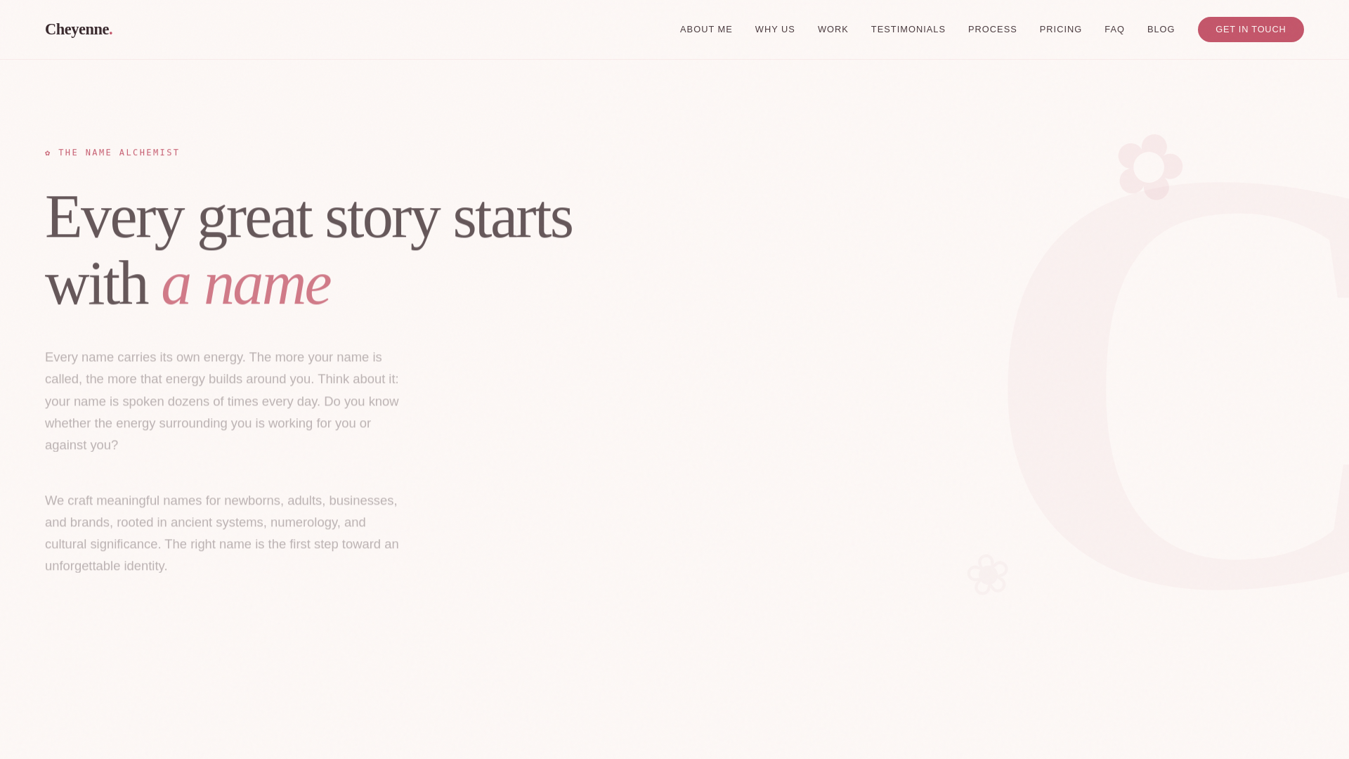 website screenshot of https://namedbycheyenne.pages.dev/