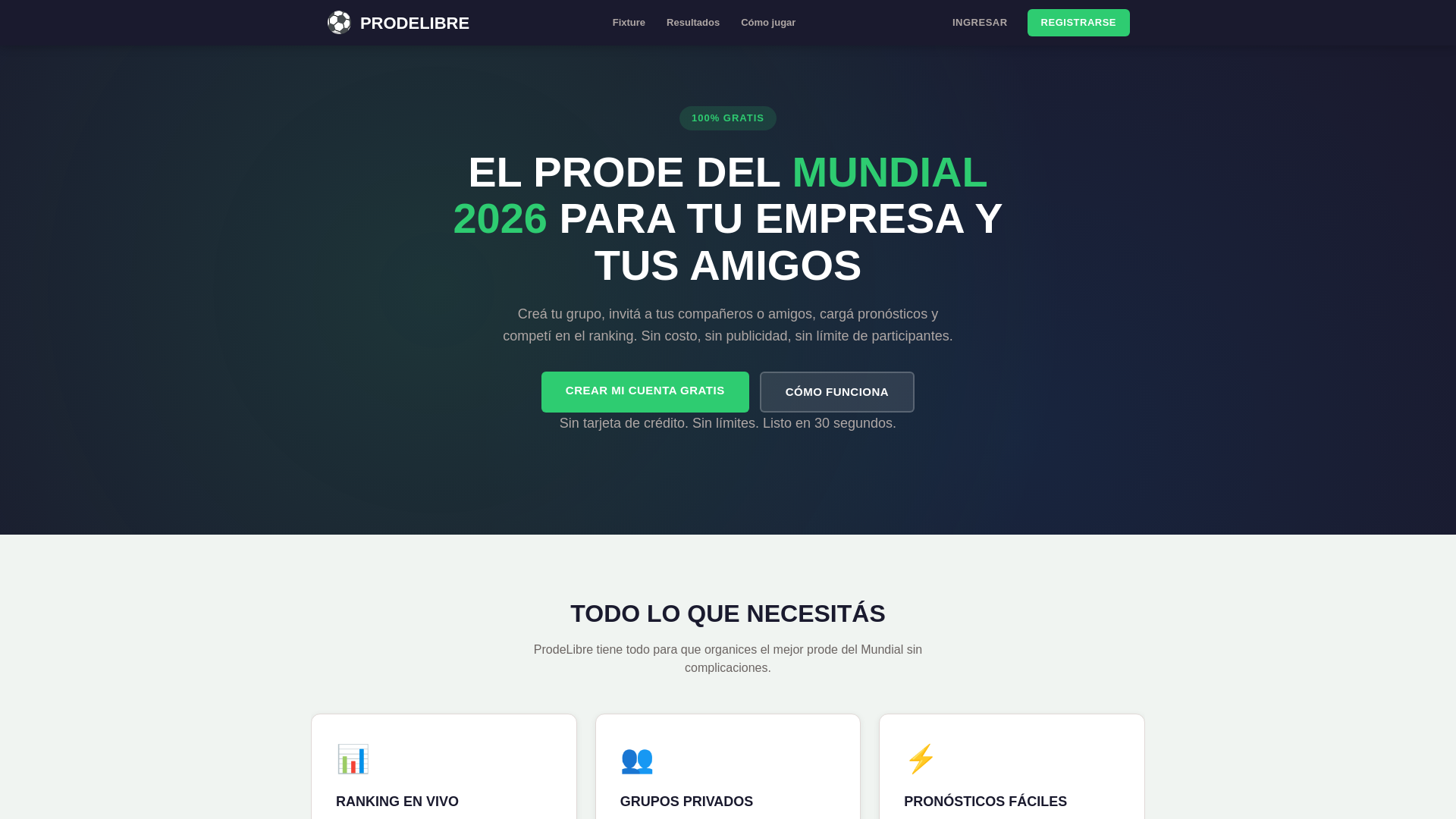 website screenshot of https://prodelibre.com.ar/