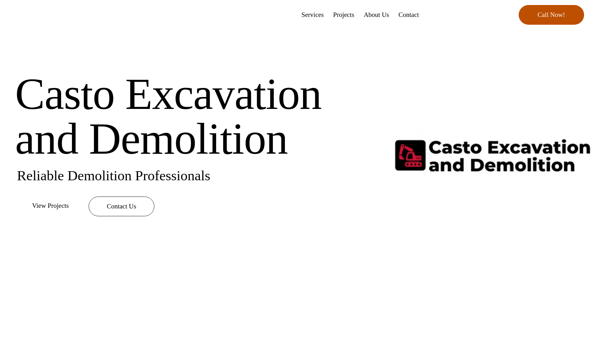 website screenshot of https://castodemolition.com/