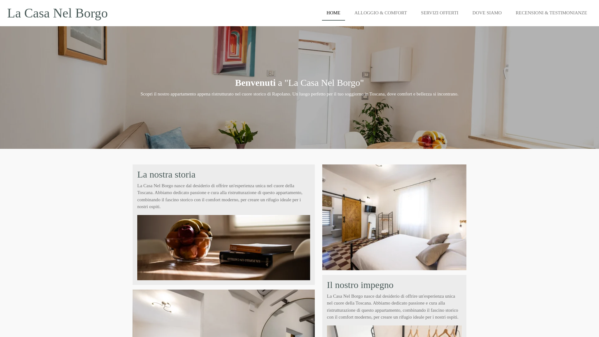 website screenshot of https://lacasanelborgorapolano.it/