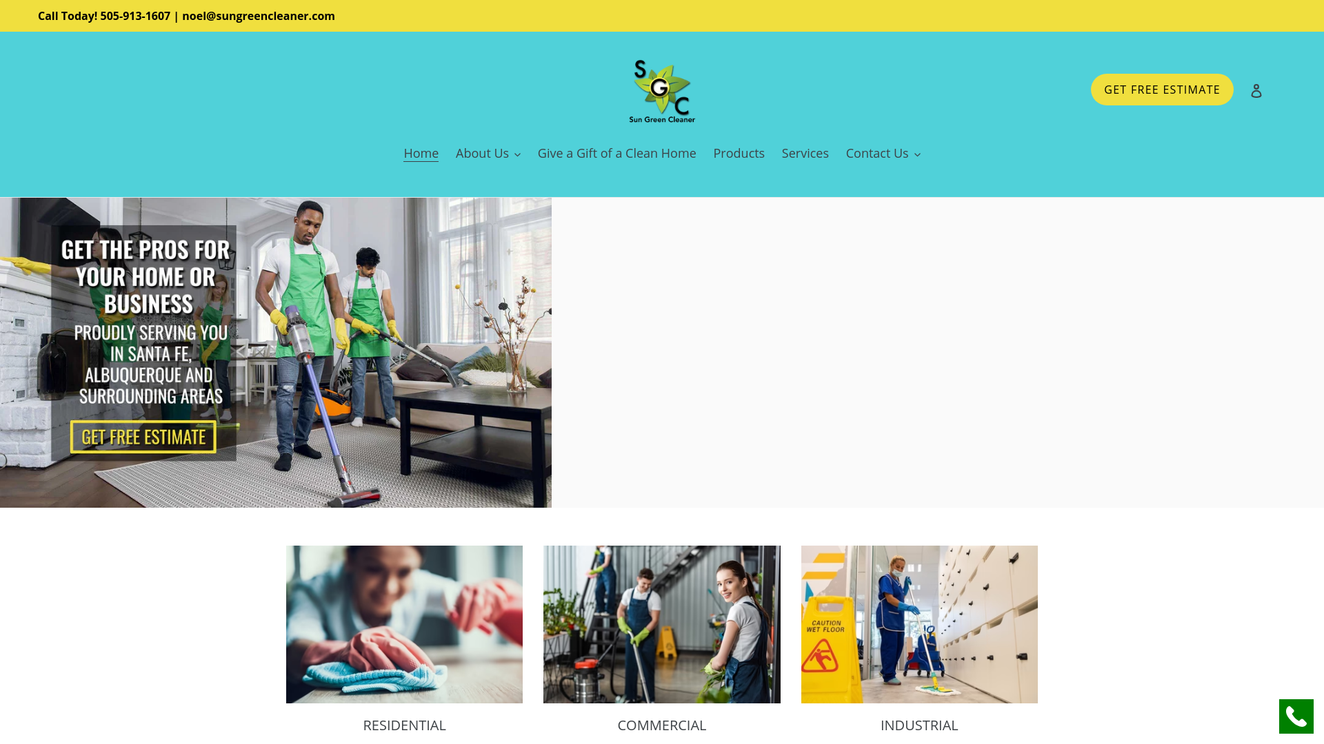 website screenshot of https://contactsungreencleaner.com
