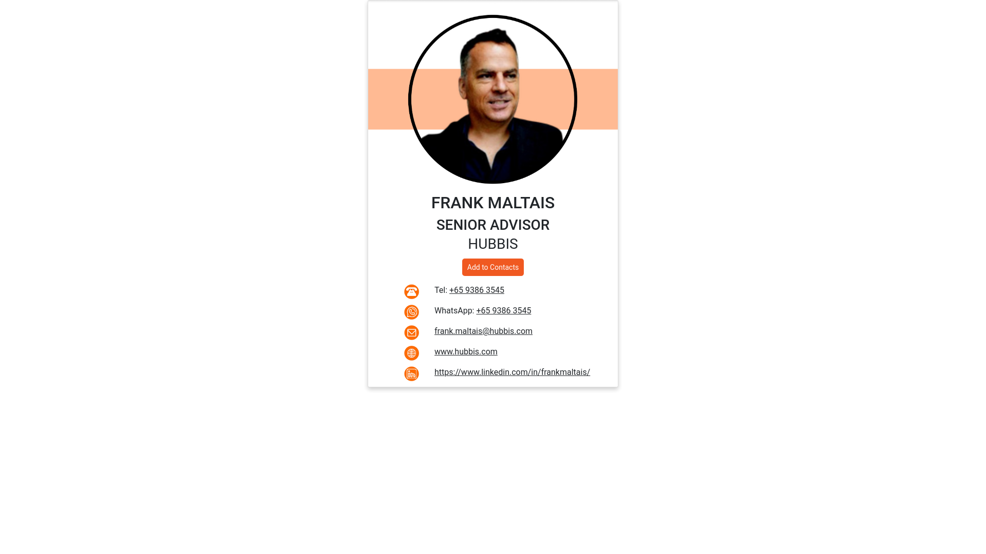 website screenshot of https://businesscard.hubbis.com/frank-maltais/