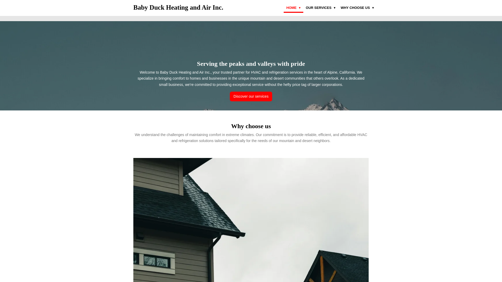 website screenshot of https://babyduckhvac.com/