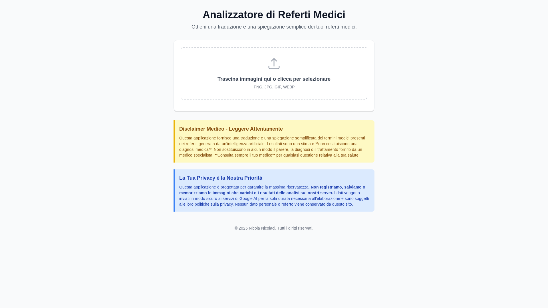 website screenshot of https://traduttorerefertimedici.com/