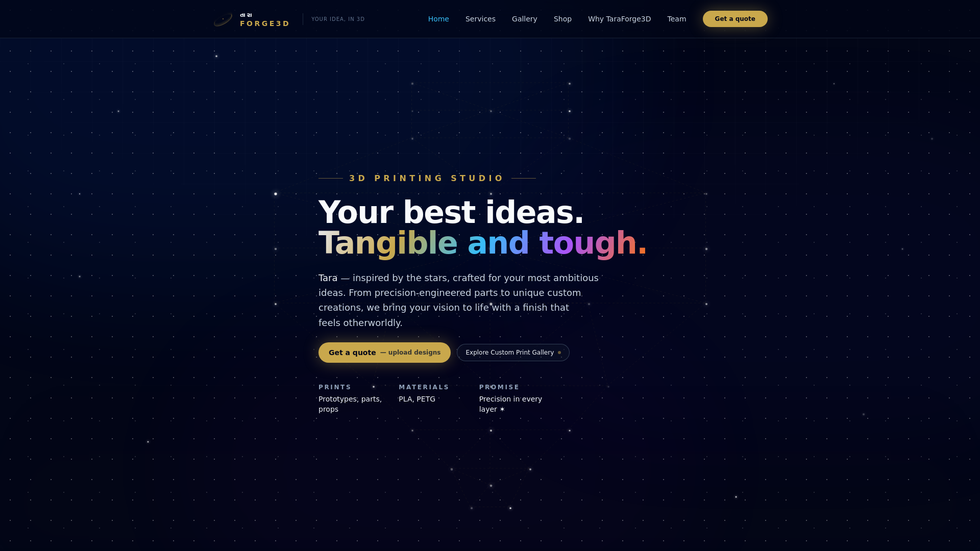 website screenshot of https://taraforge.in/