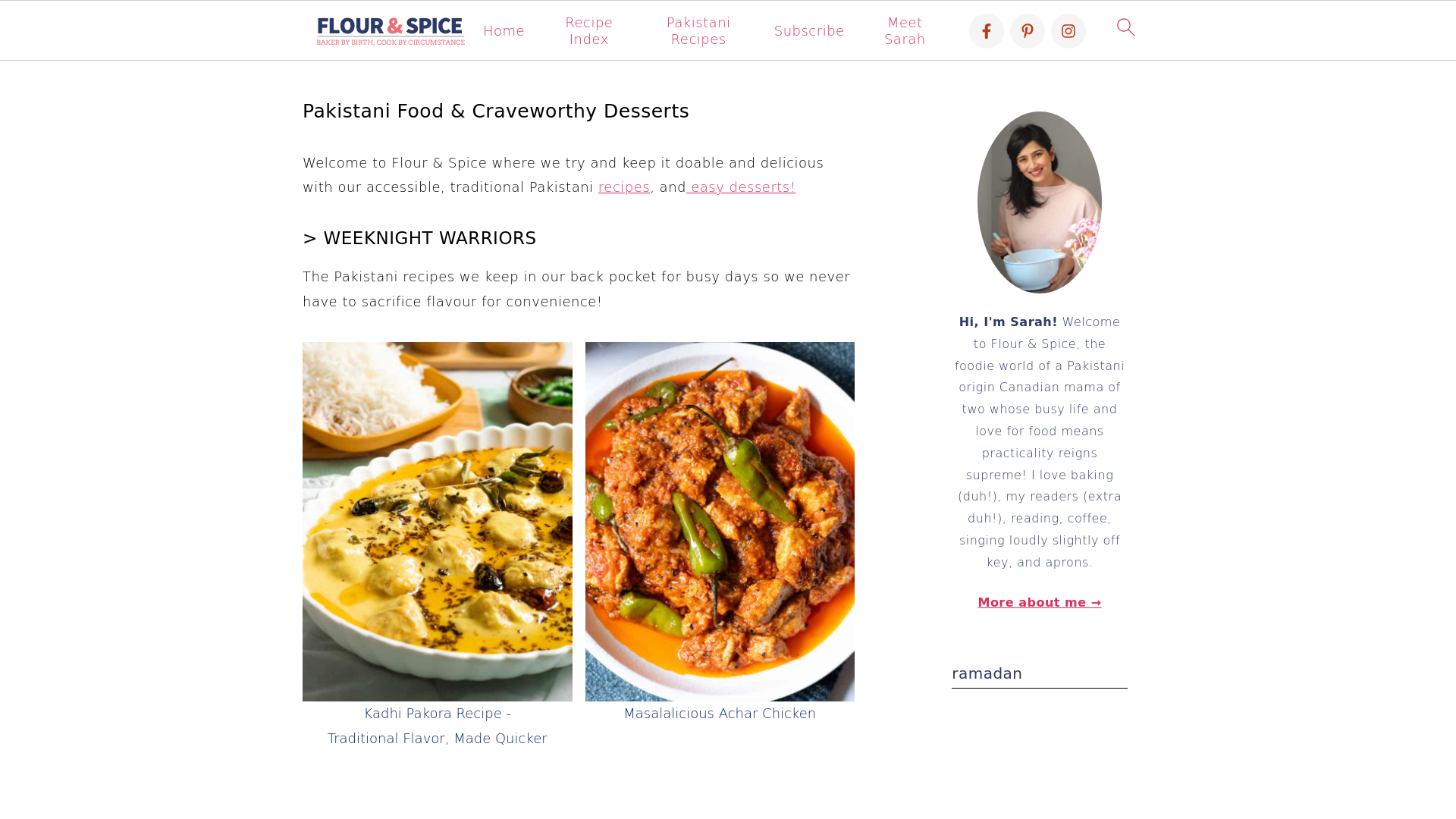 website screenshot of https://flourandspiceblog.com