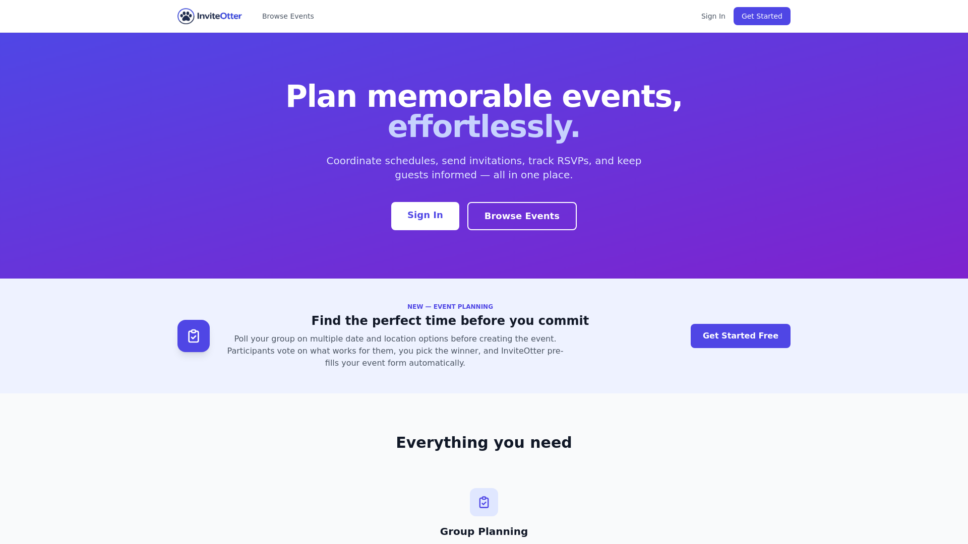 website screenshot of https://inviteotter.com/
