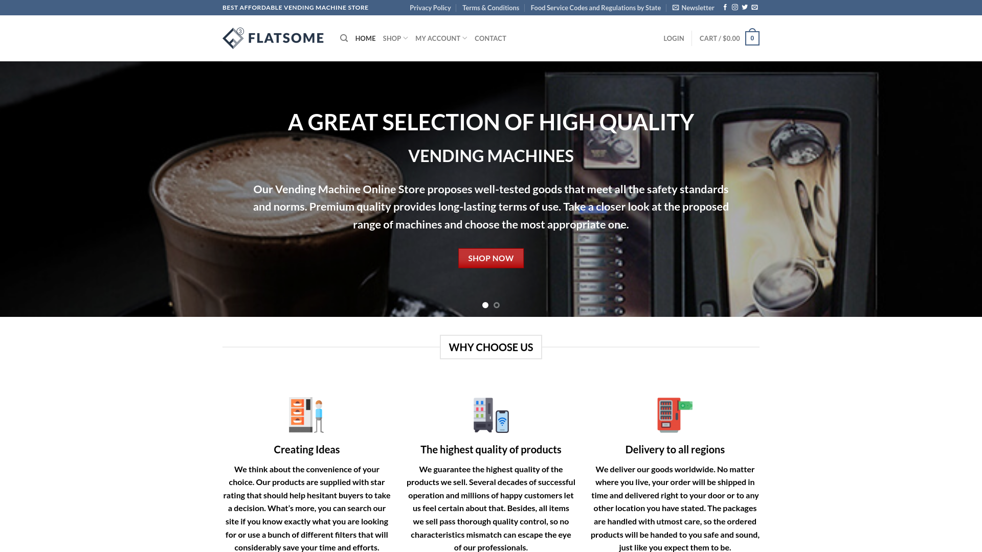 website screenshot of https://customizedvendingmachine.com/