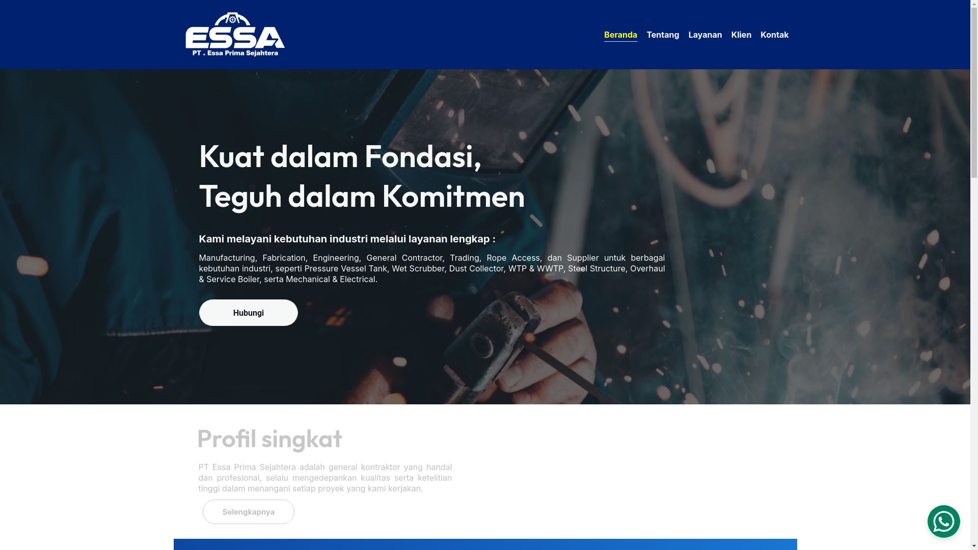 website screenshot of https://essaprimasejahtera.com/