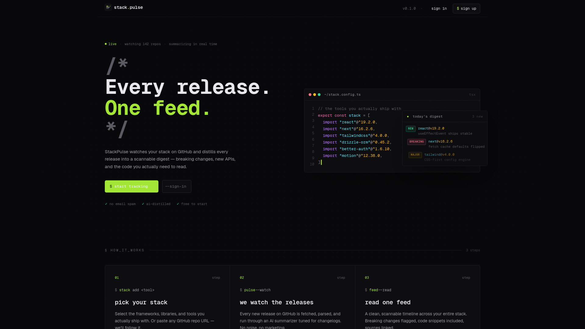 website screenshot of https://stackpulse.work/