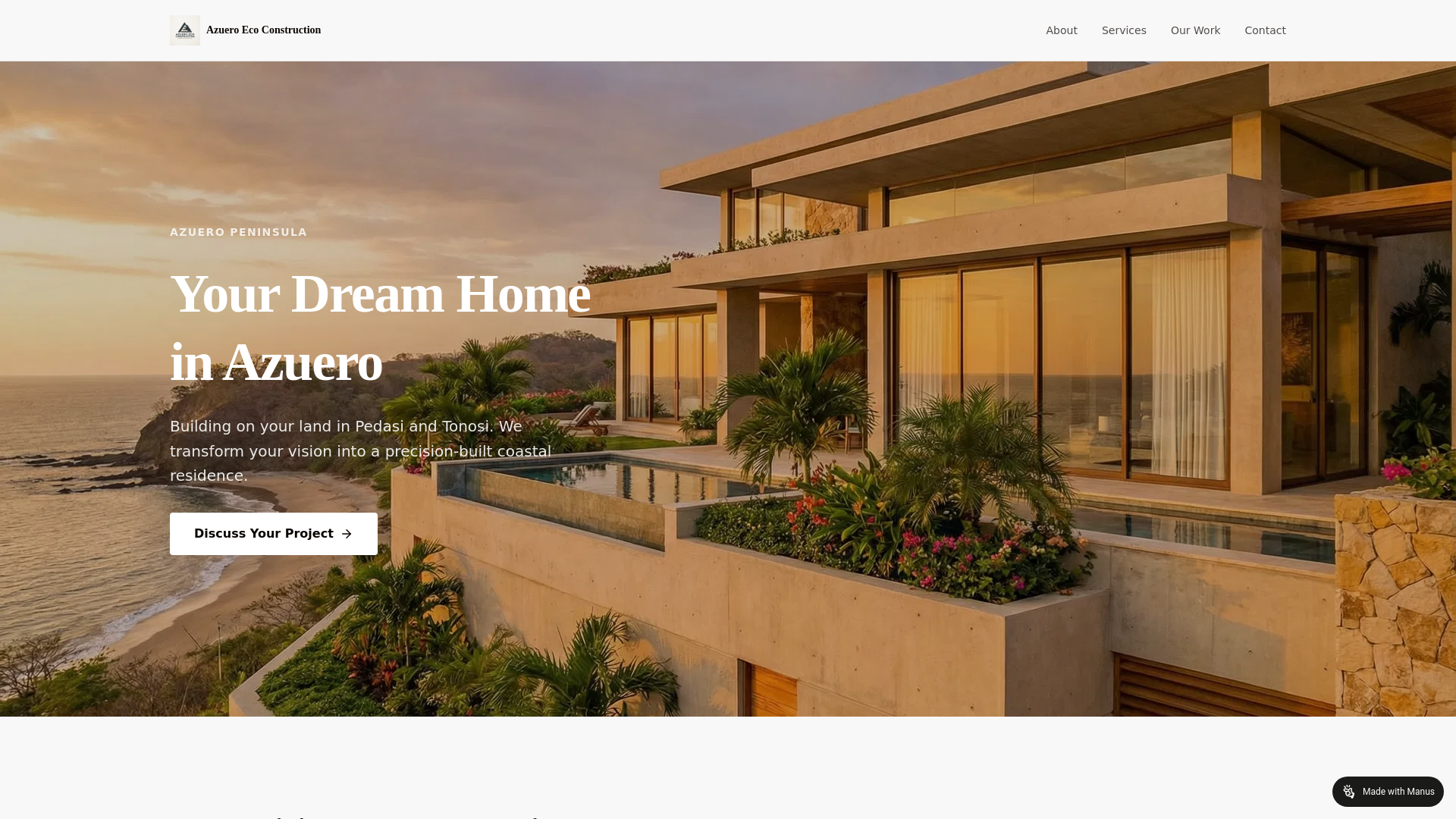 website screenshot of https://azueroconstructions.com
