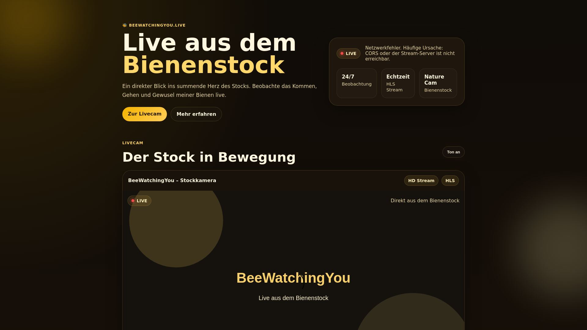website screenshot of https://beewatchingyou.live/
