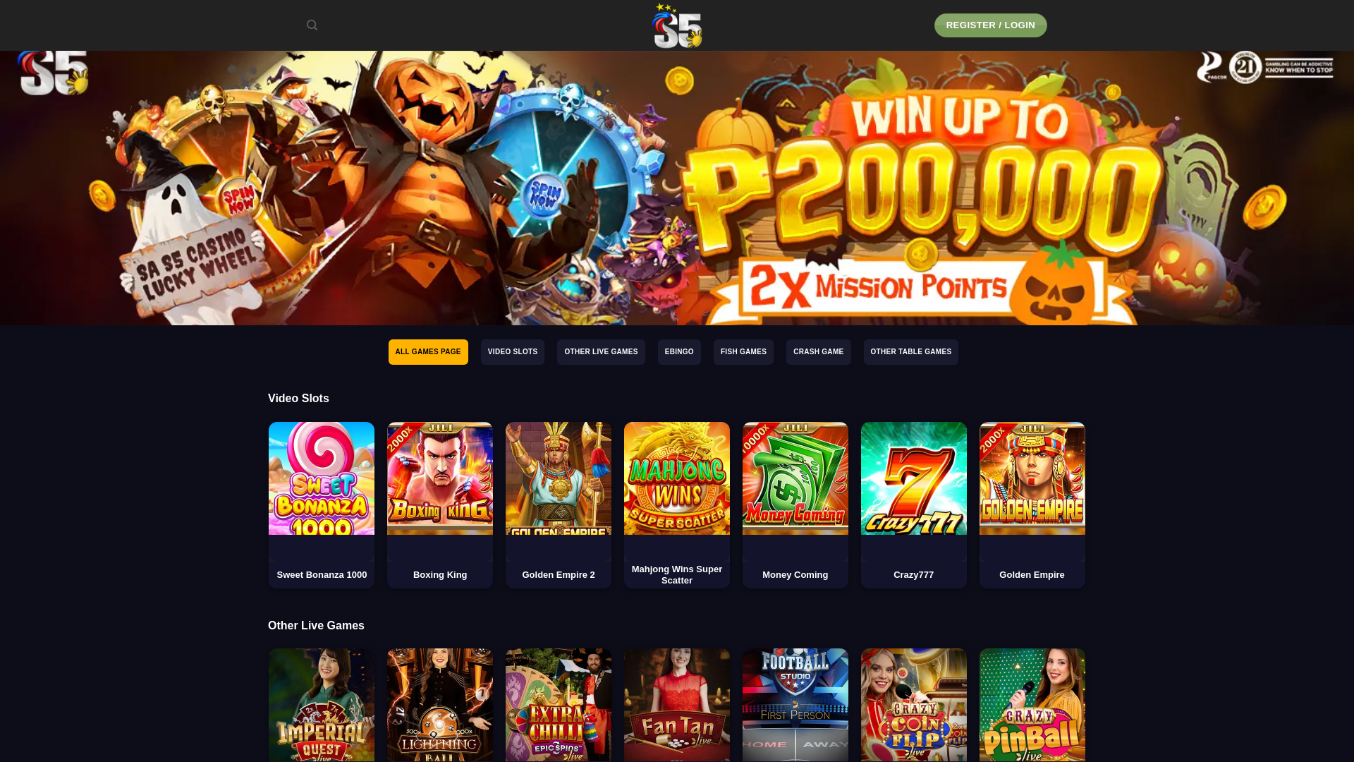 website screenshot of https://s5-casino-ph.com/