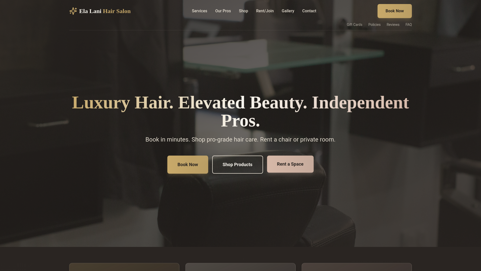 website screenshot of https://elalanisalon.com/