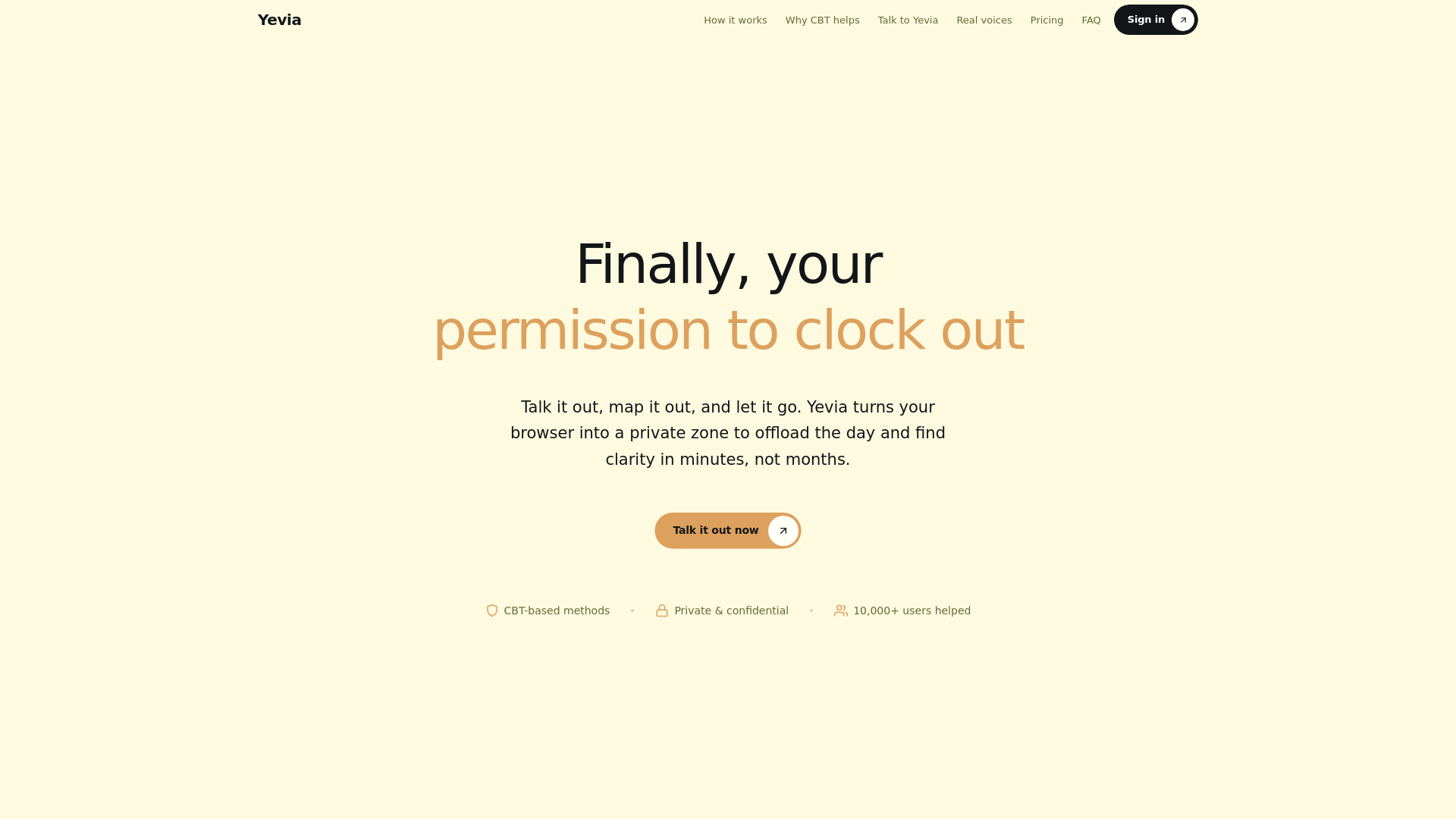 website screenshot of https://yevia-landing-prod.pages.dev/
