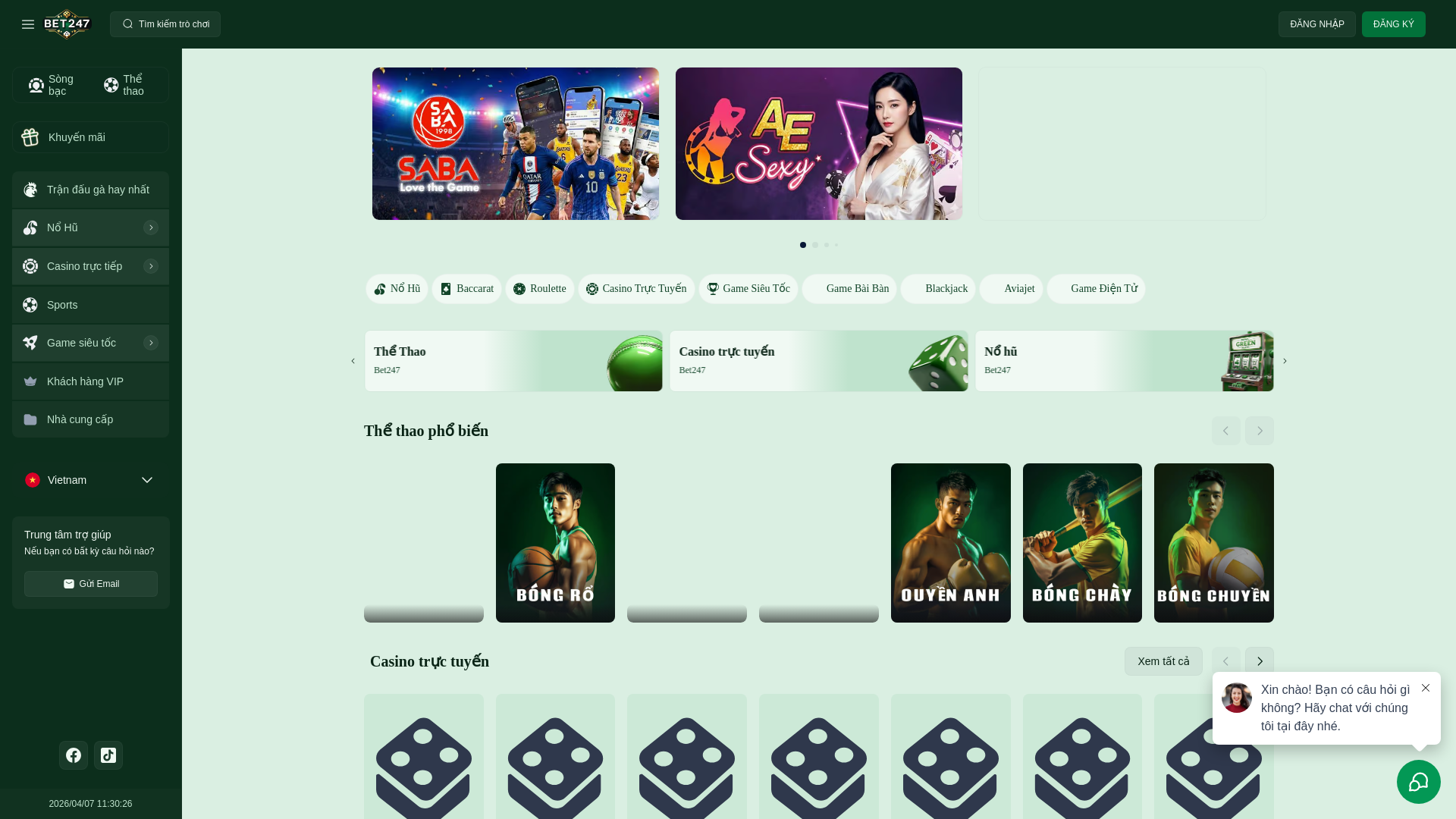 website screenshot of https://bet247vietnam.com