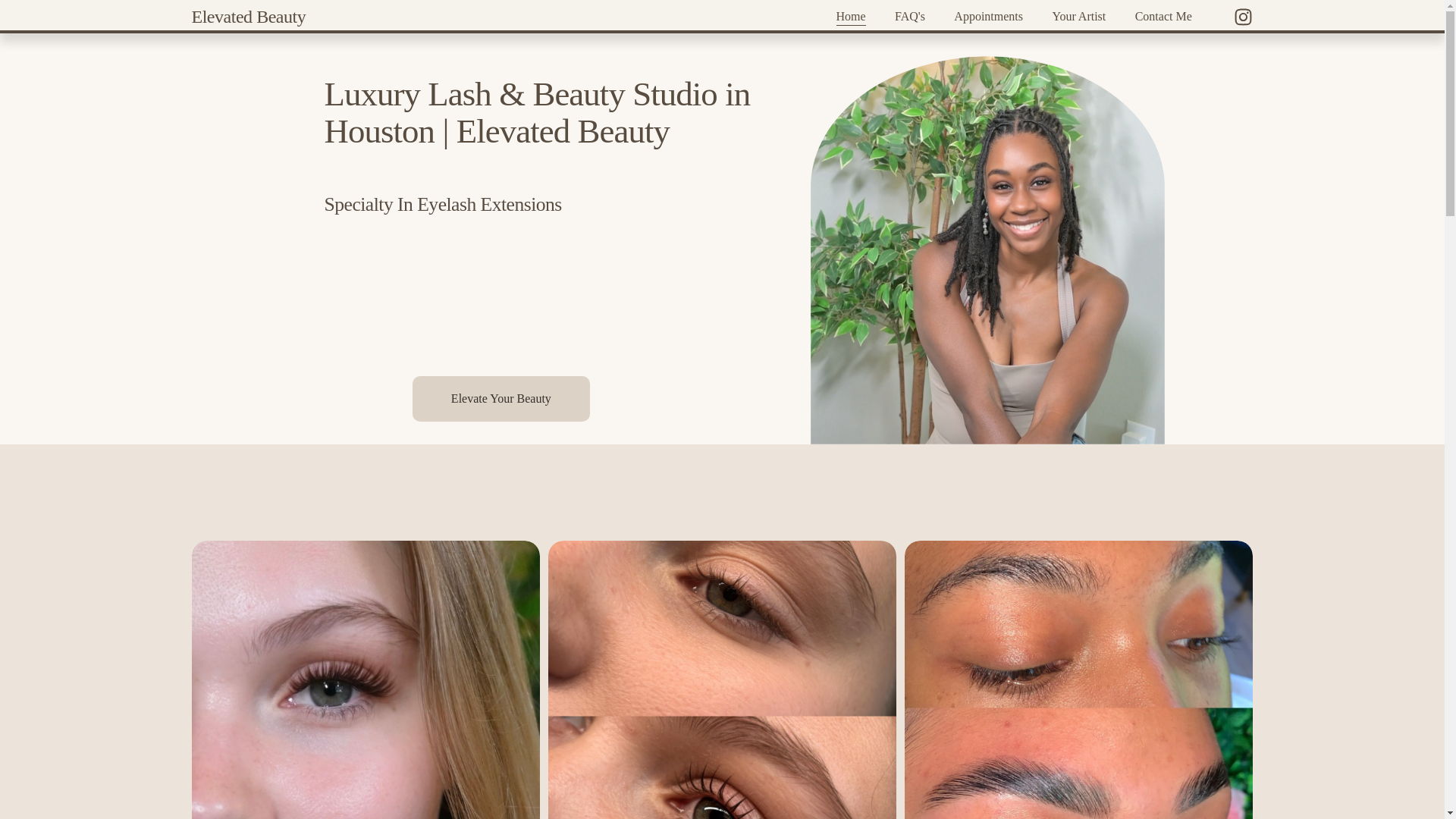 website screenshot of https://elevatedbeautyhtx.com/