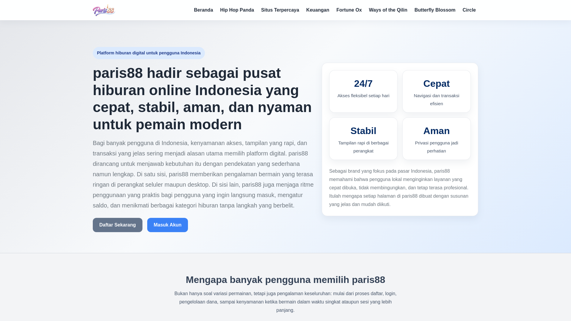 website screenshot of https://paris88.id/