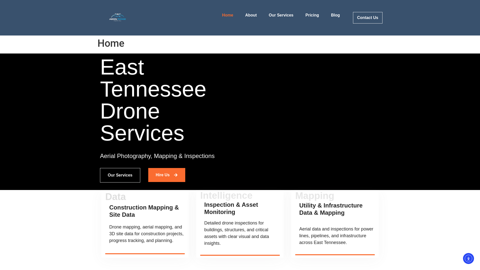 website screenshot of https://aeonridgeaerial.com/