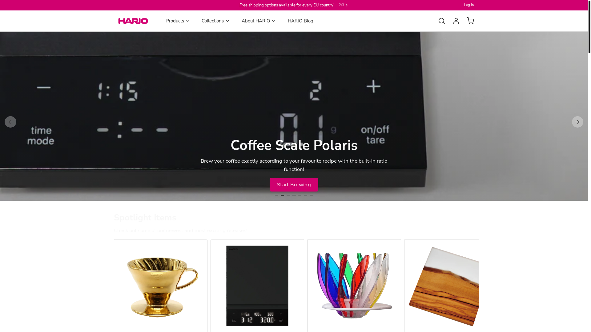 website screenshot of https://hario-official.eu/