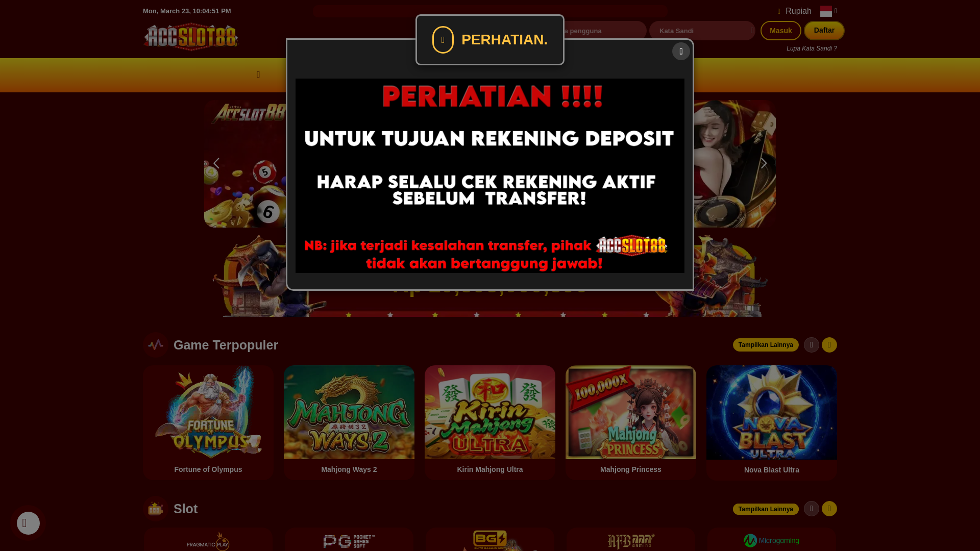 website screenshot of https://accslot88b.biz/