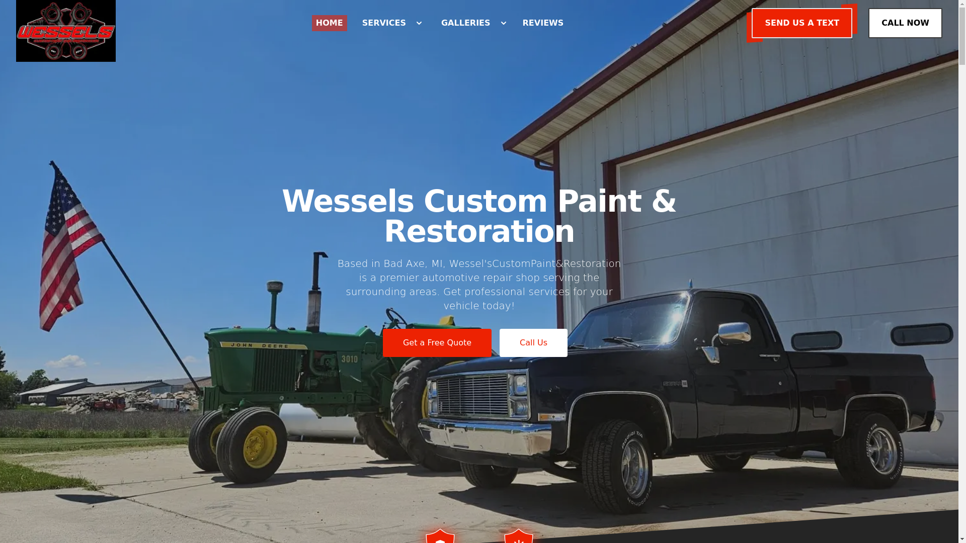 website screenshot of https://wesselscustompaint.com/