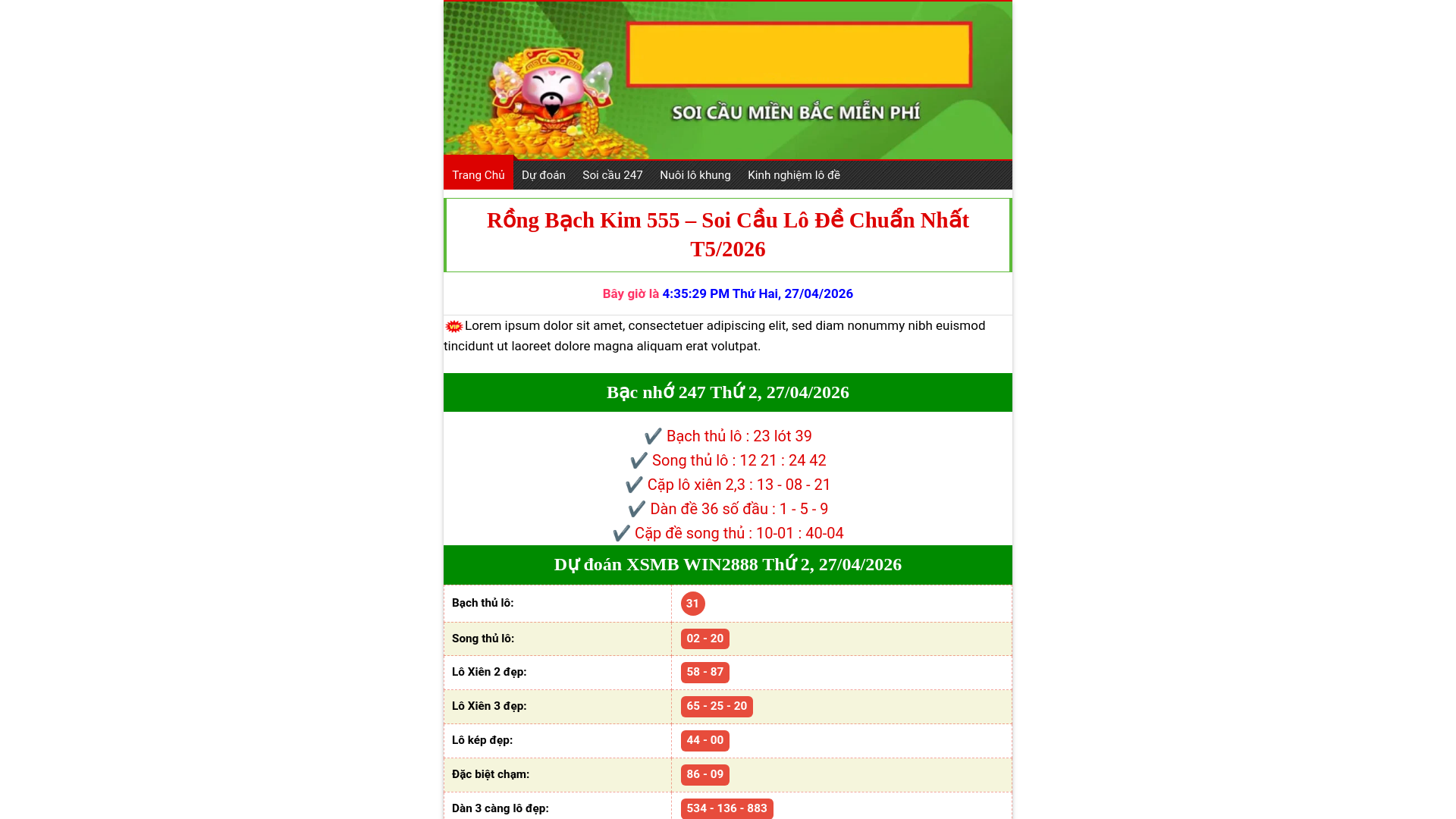 website screenshot of https://rongbachkim555.co/