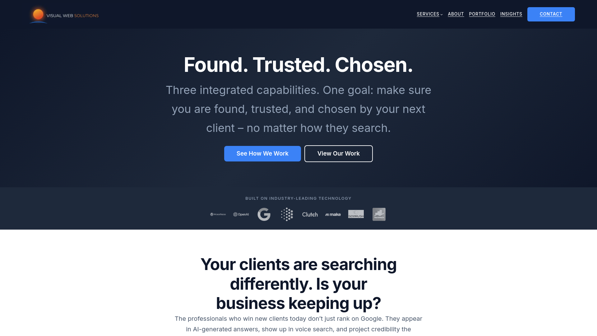 website screenshot of https://visualwebsolutions.info/