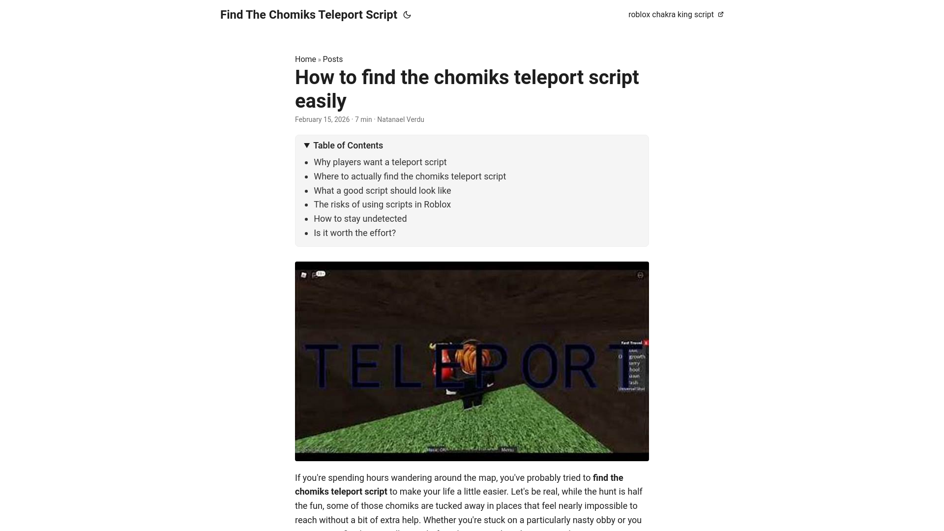 website screenshot of https://find-the-chomiks-teleport-script.pages.dev/