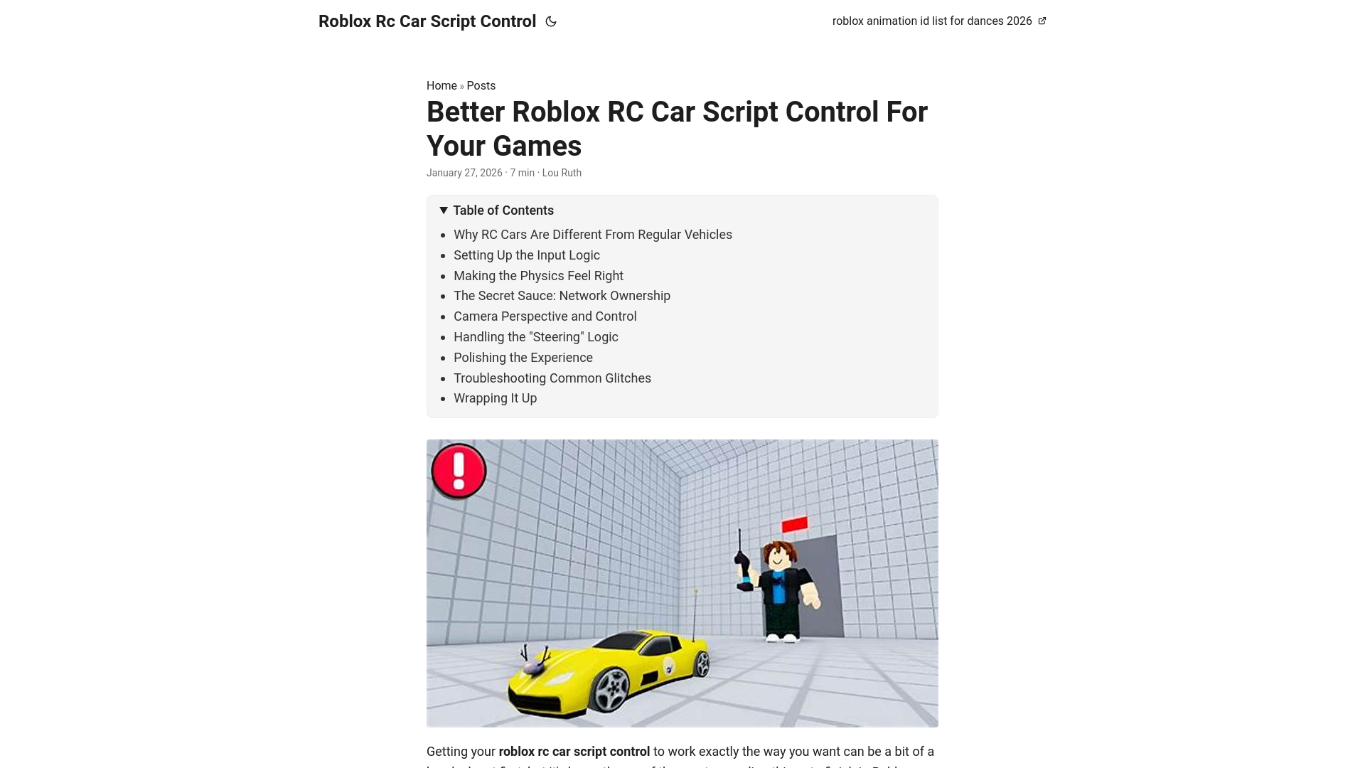 website screenshot of https://roblox-rc-car-script-control.pages.dev/