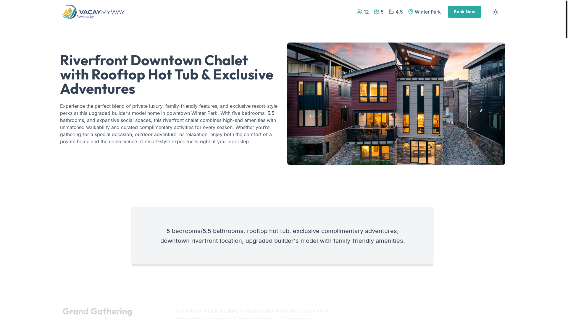 website screenshot of https://cozyriverfront.vacations/