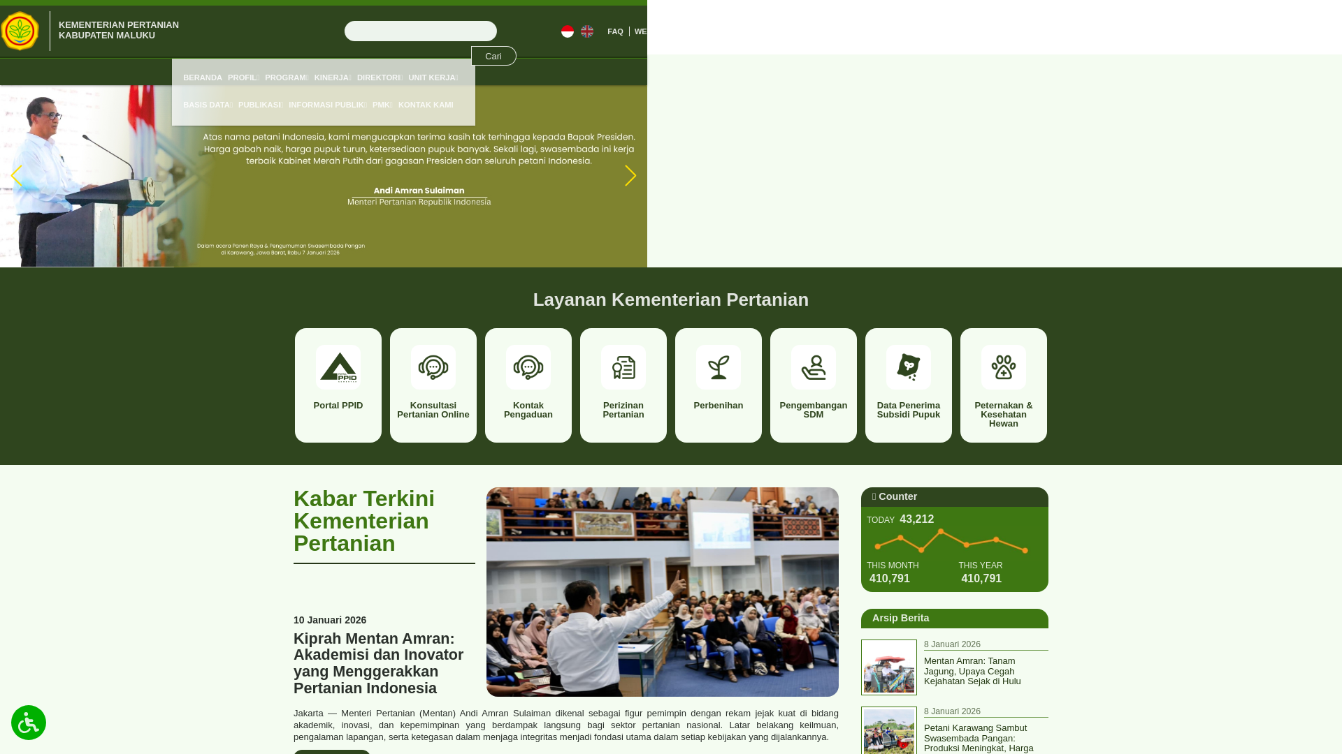 website screenshot of https://kementanmaluku.org/