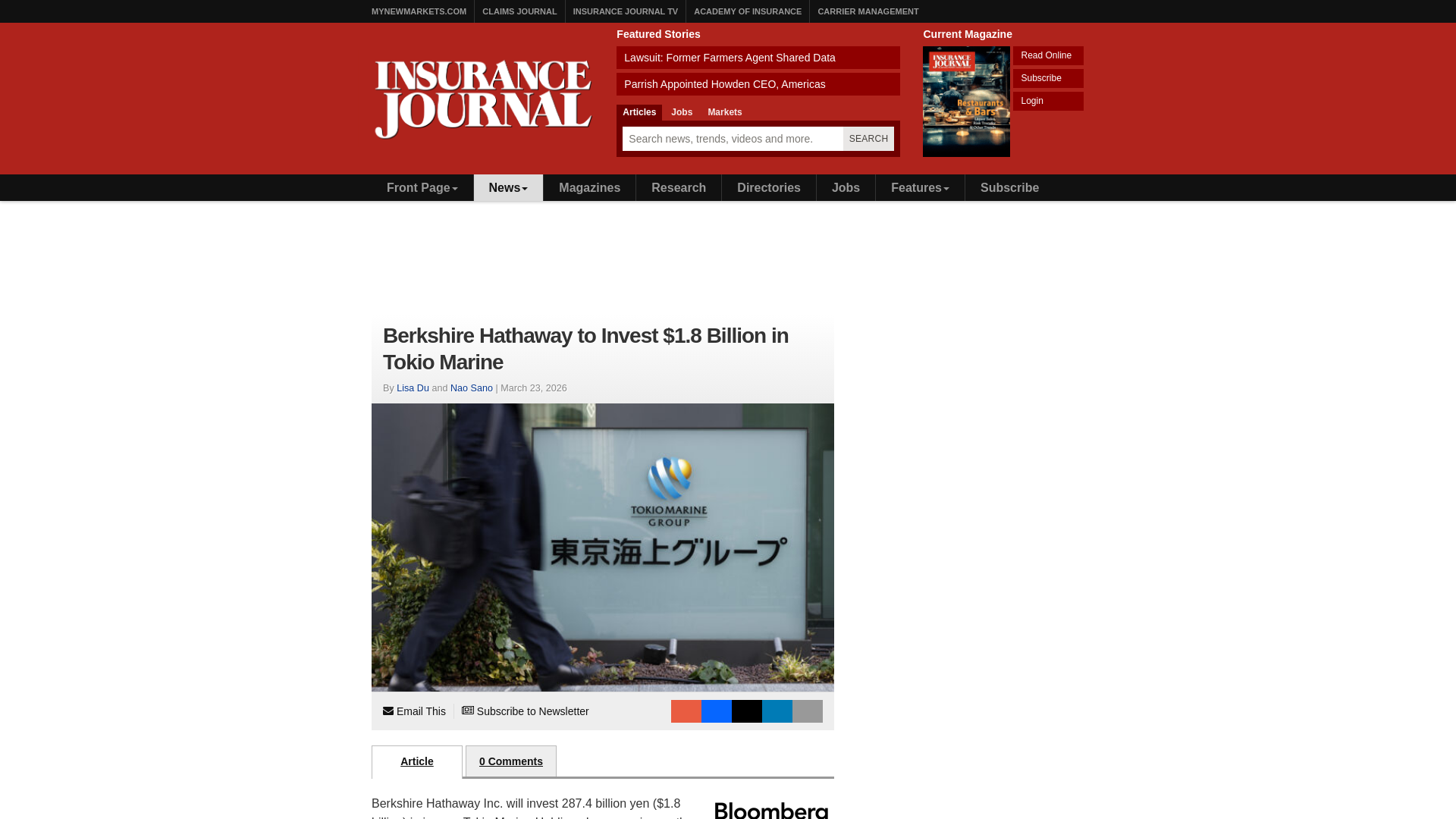 website screenshot of https://www.insurancejournal.com/news/international/2026/03/23/862897.htm