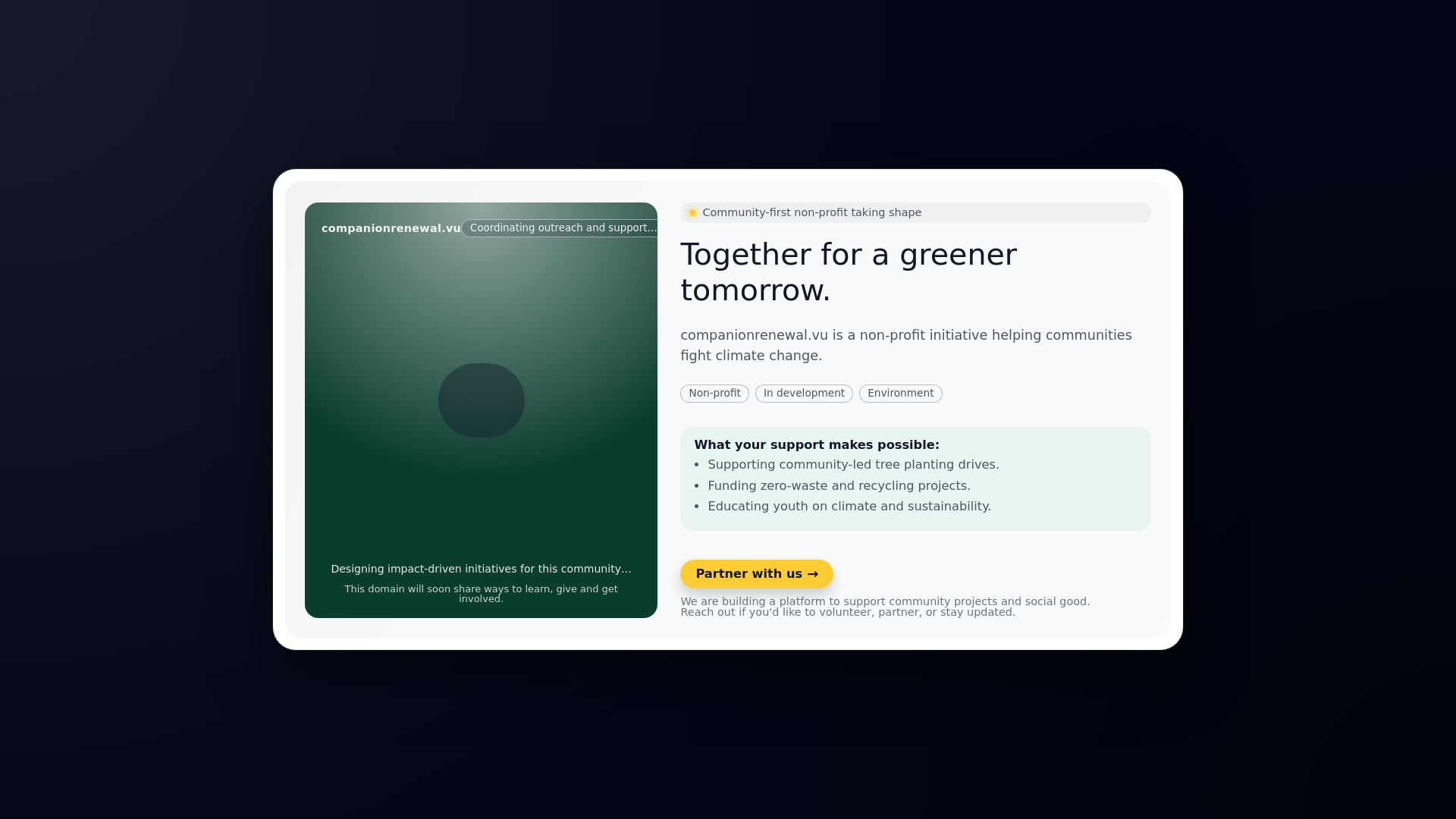 website screenshot of https://companionrenewal.vu/
