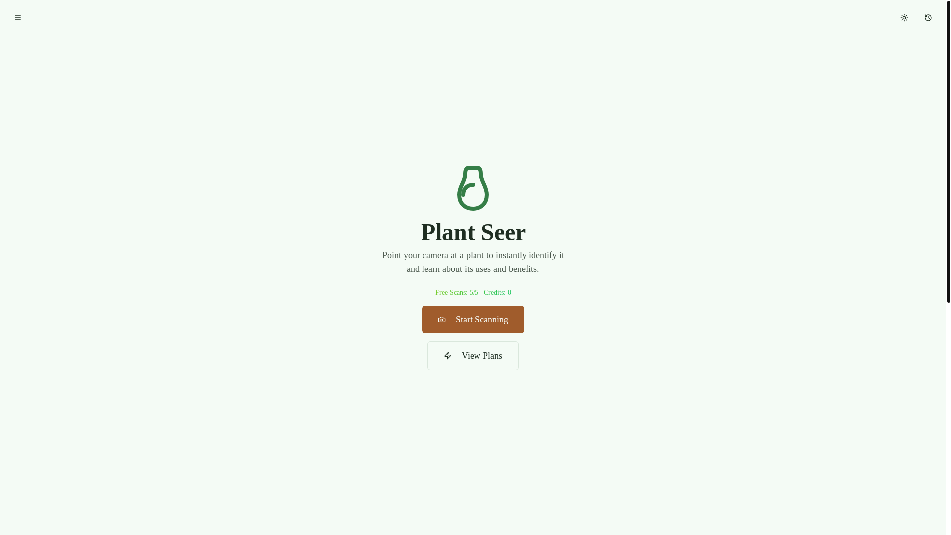 website screenshot of https://plantseer.live/