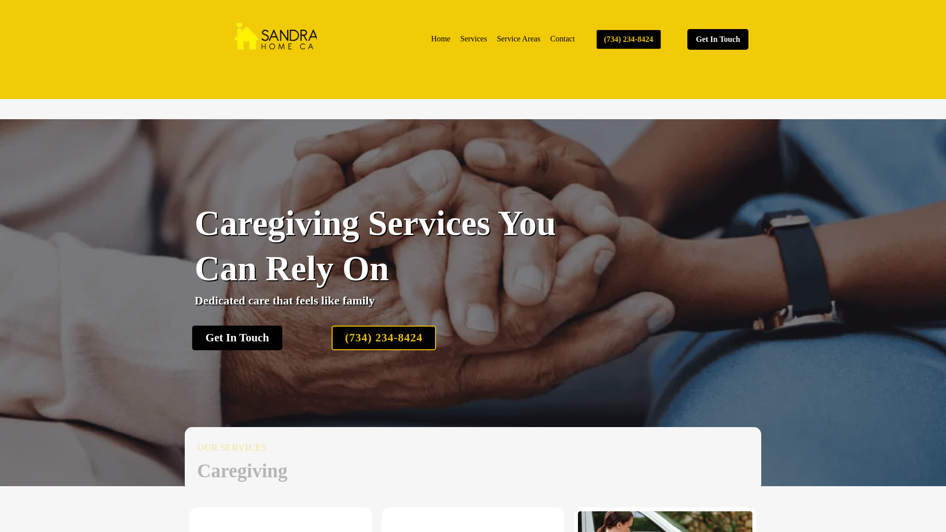 website screenshot of https://sandrashomecaremi.com/