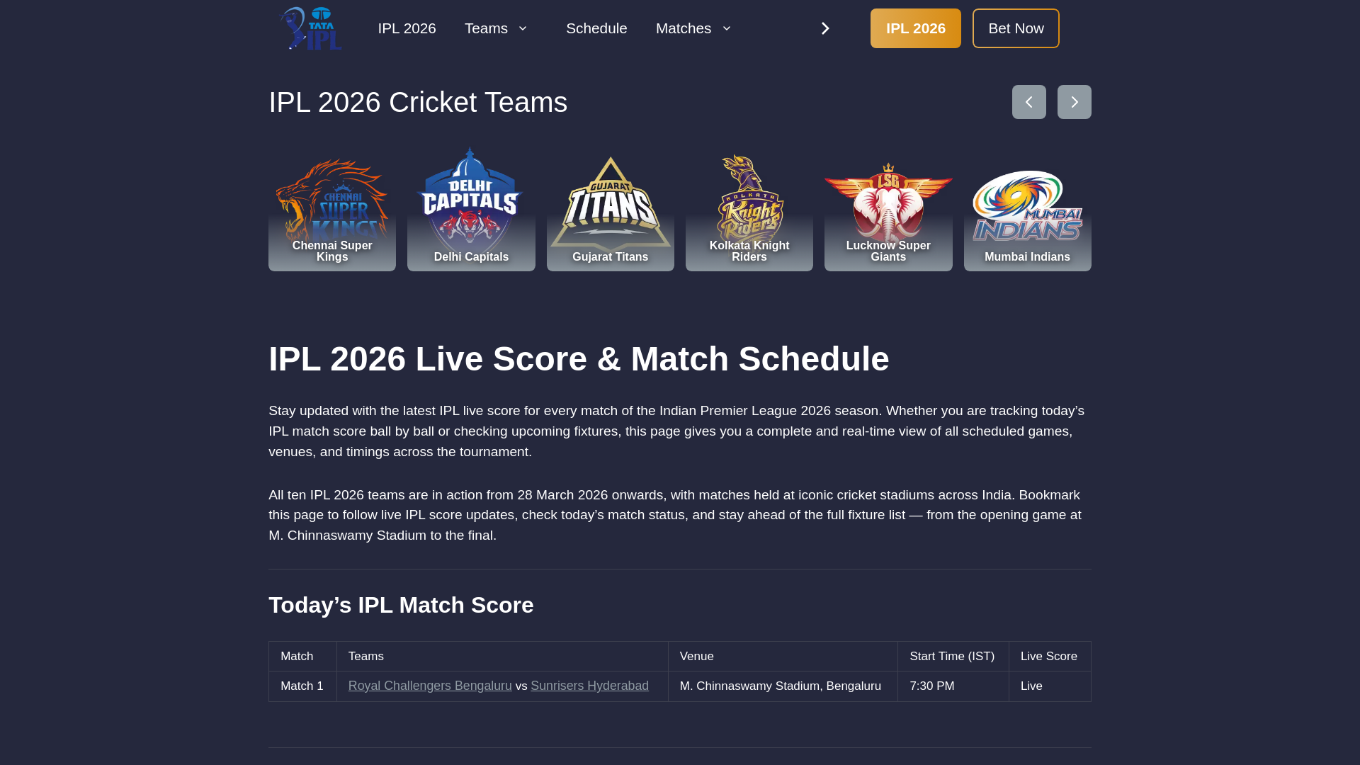 website screenshot of https://today-iplmatchscore-in.pages.dev/