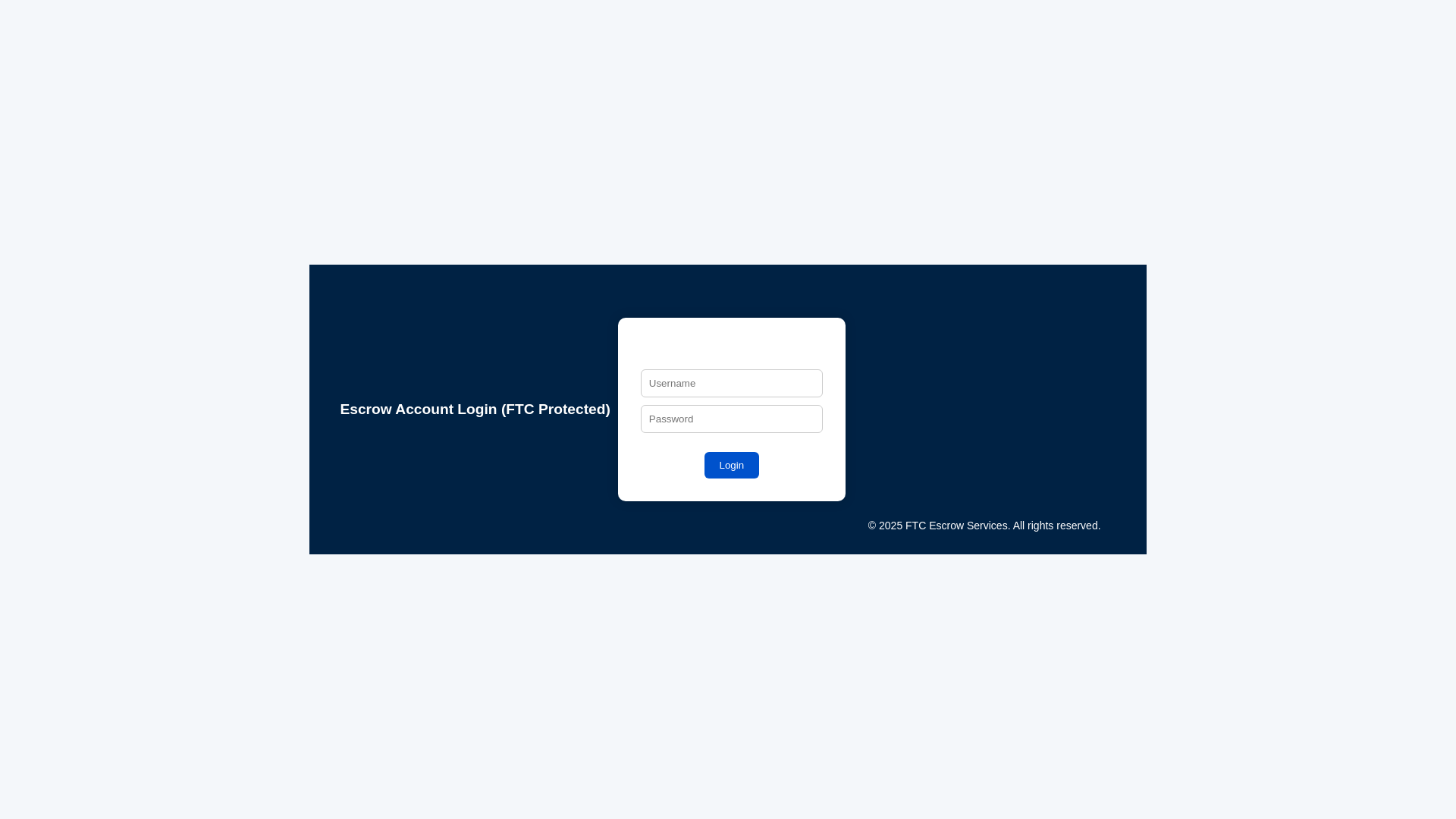 website screenshot of https://dashboard-ftc-escrow.pages.dev/