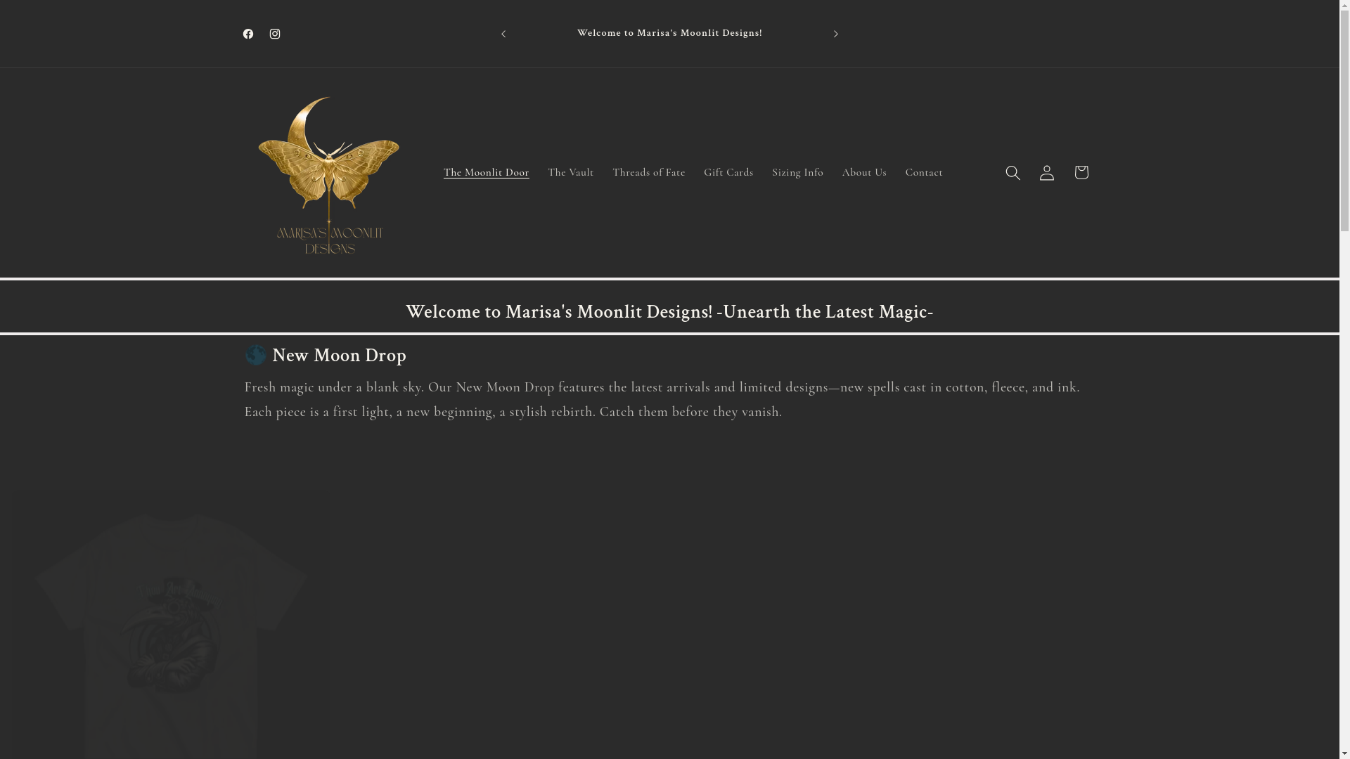 website screenshot of https://marisasmoonlitdesigns.com/