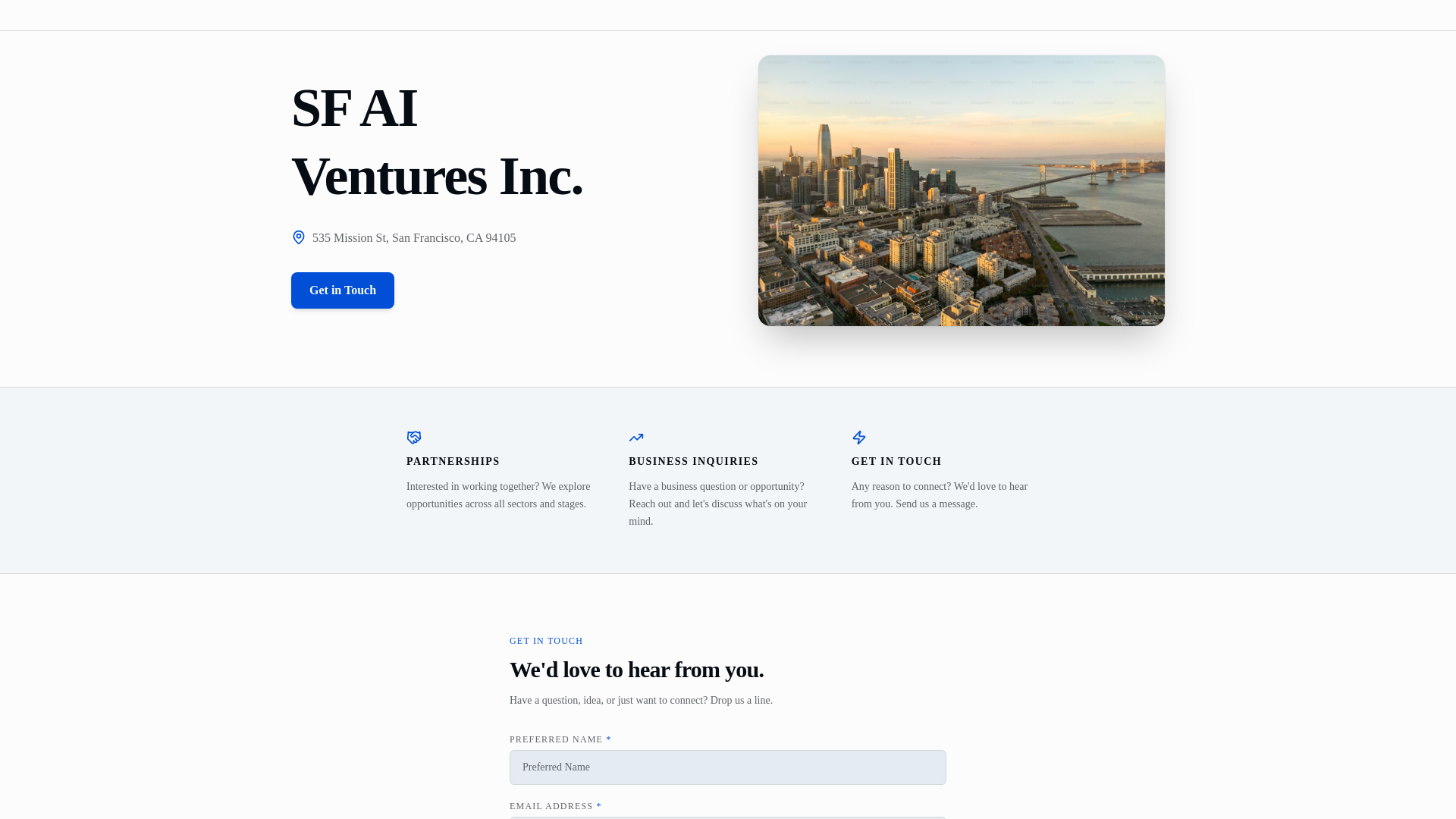 website screenshot of https://sfaiventures.com/
