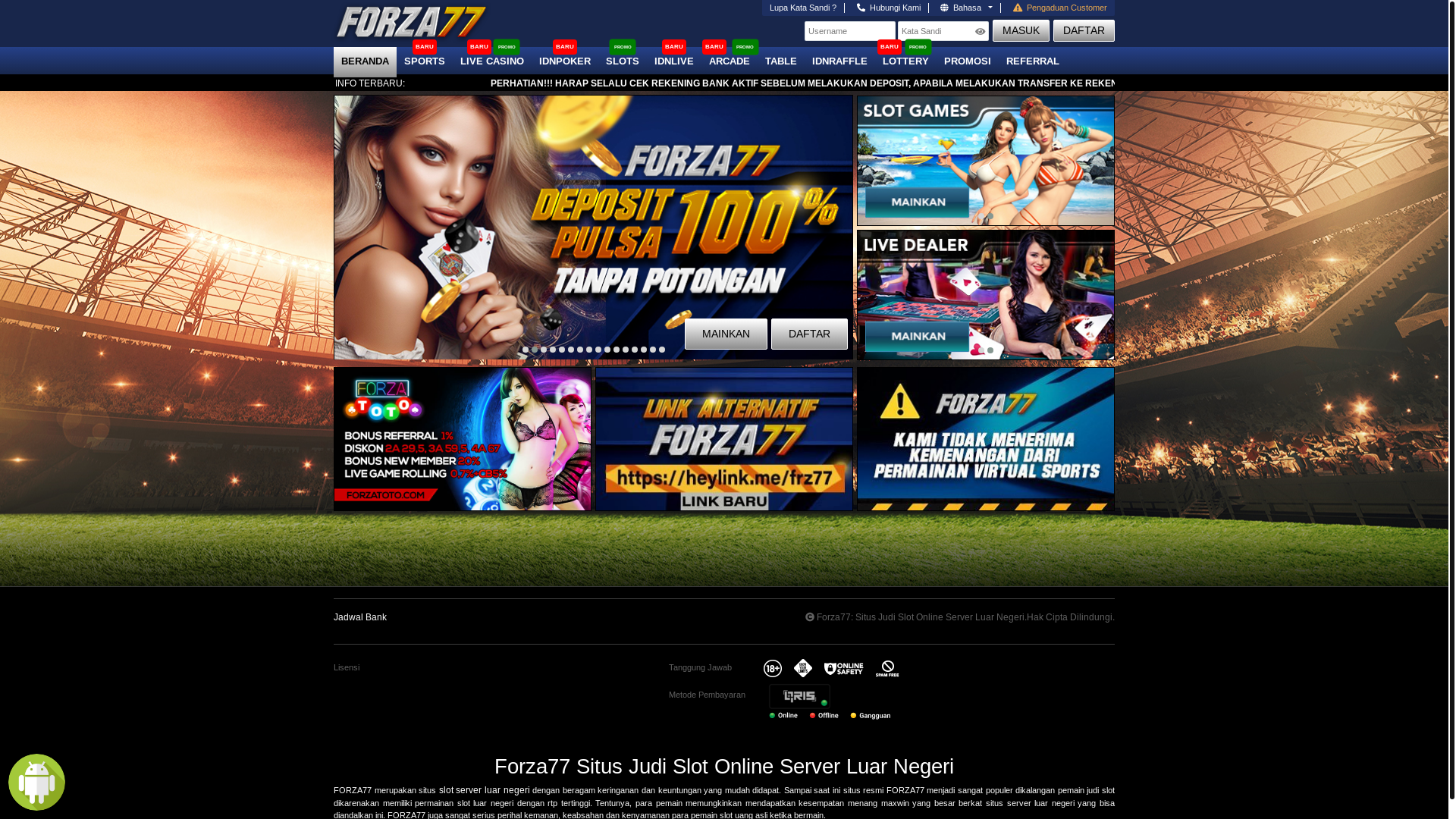 website screenshot of https://forza77satebakar.site/