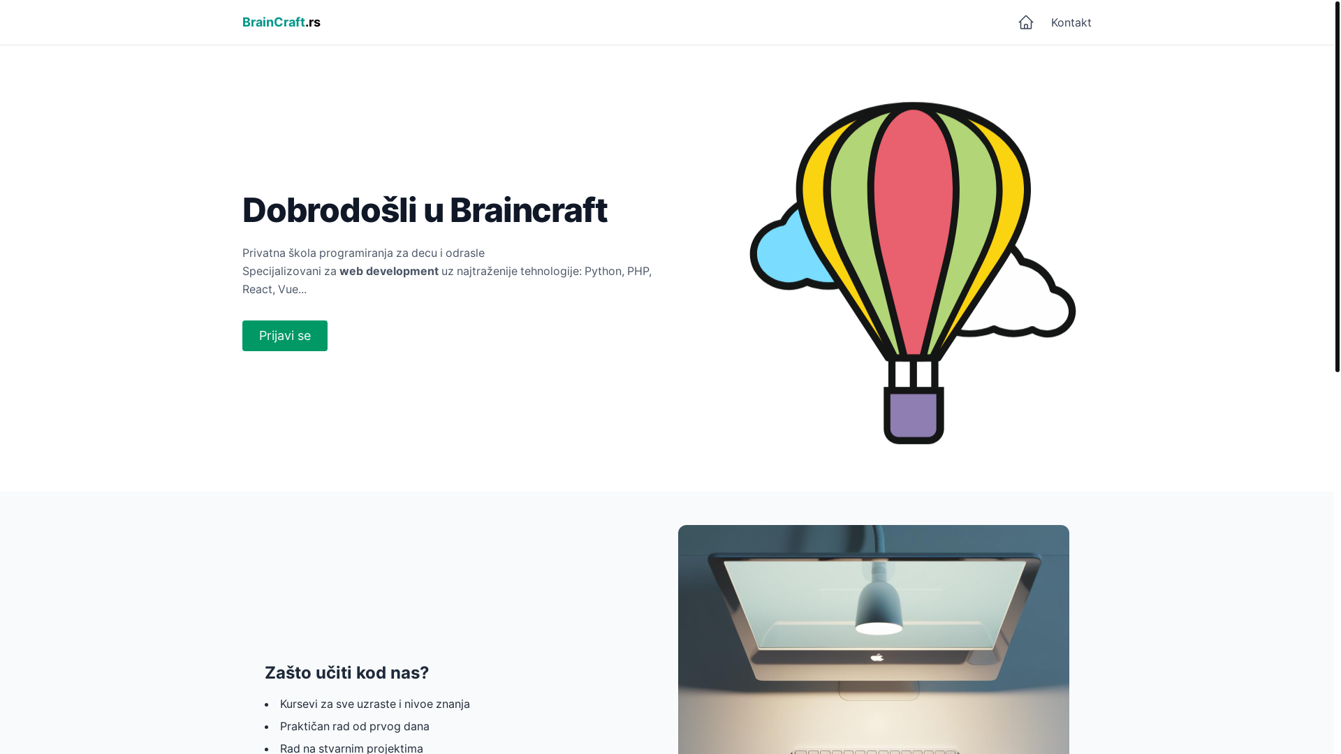 website screenshot of https://braincraft.rs/